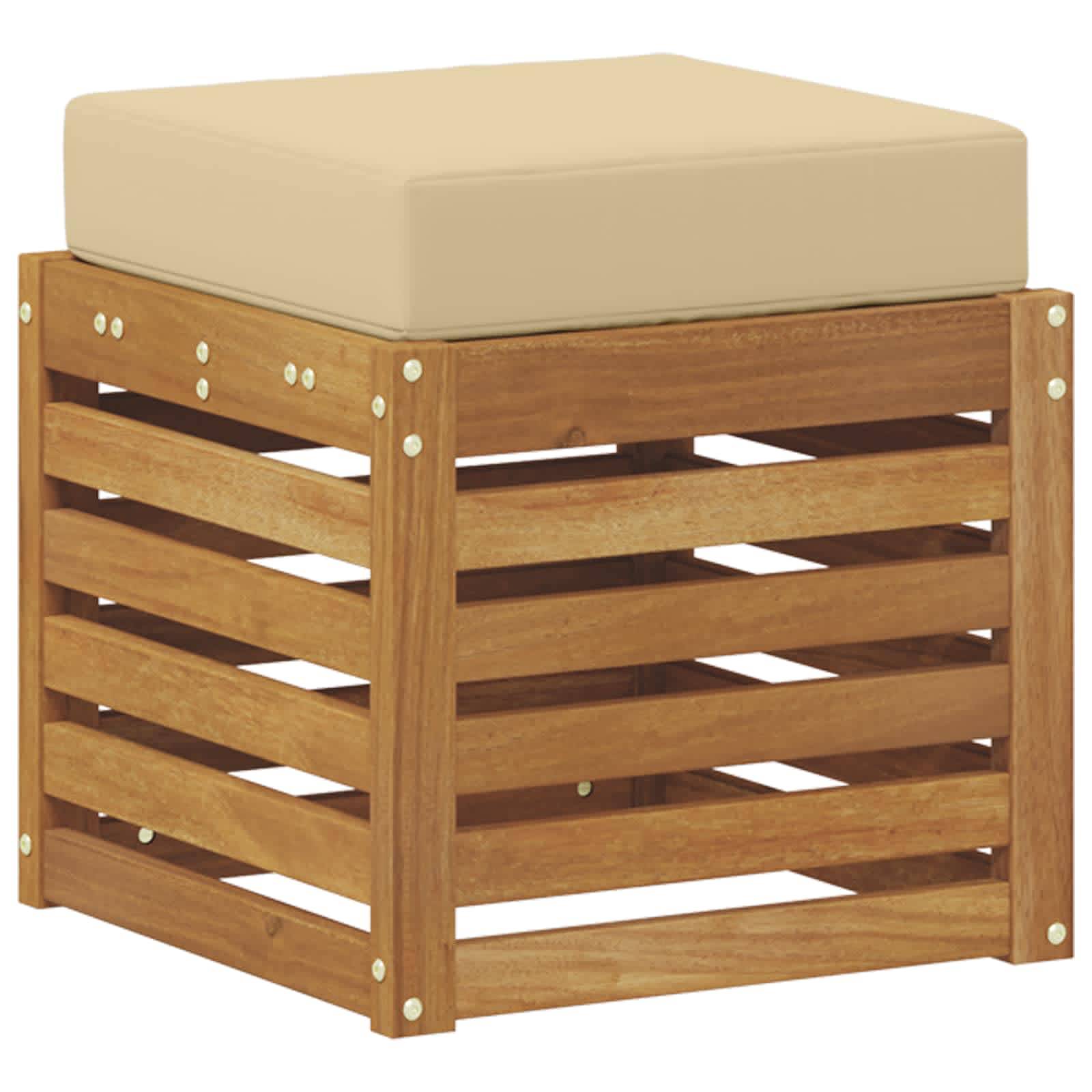 vidaXL Outdoor Hocker Bank Massivholz Akazie Natur