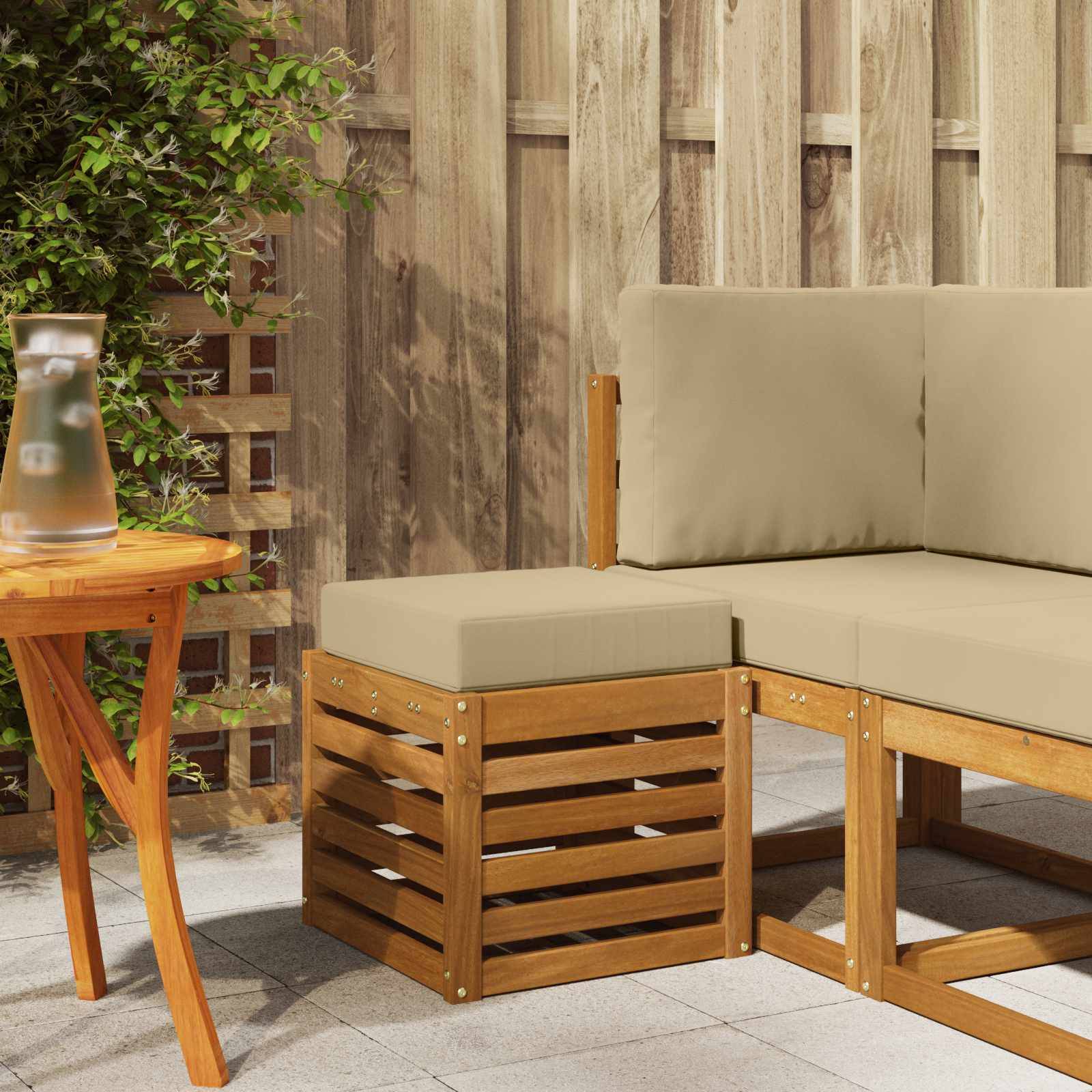 vidaXL Outdoor Hocker Bank Massivholz Akazie Natur