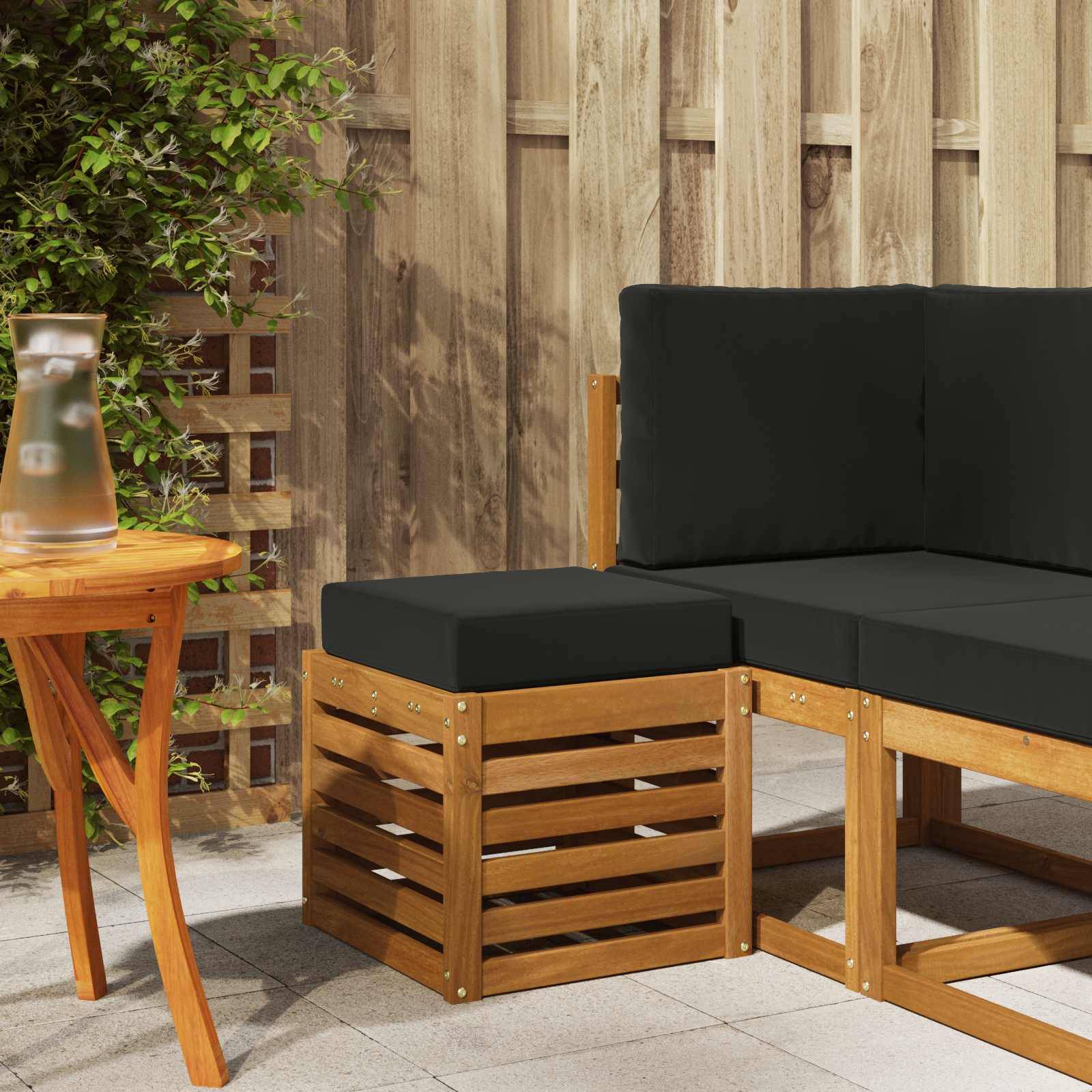 vidaXL Outdoor Hocker Bank Massivholz Akazie Natur