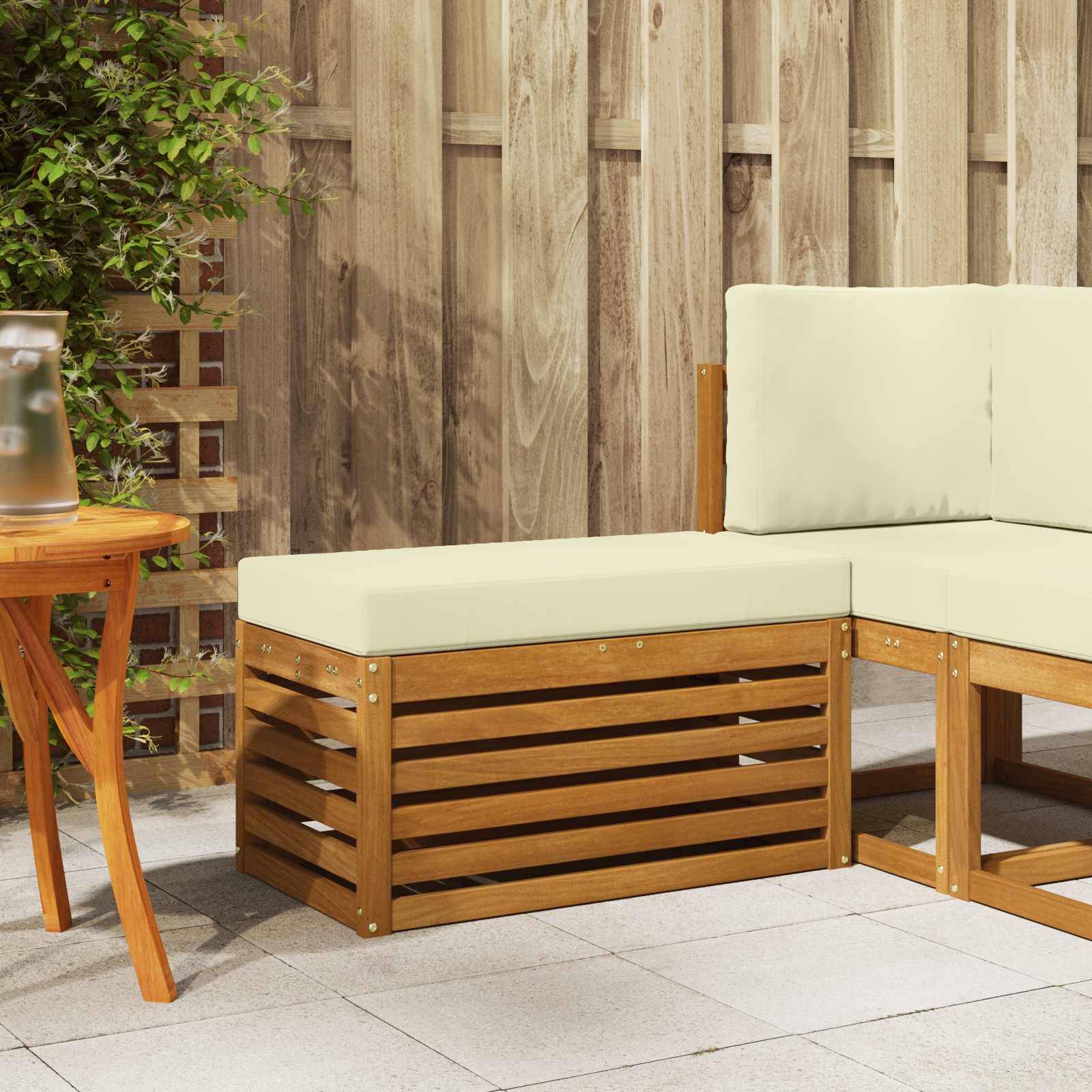 vidaXL Outdoor Hocker Bank Massivholz Akazie Natur