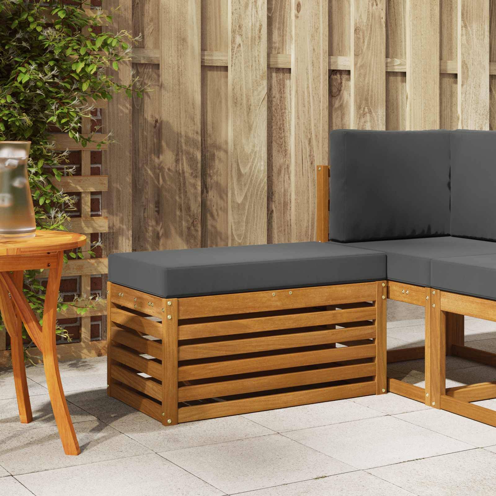vidaXL Outdoor Hocker Bank Massivholz Akazie Natur