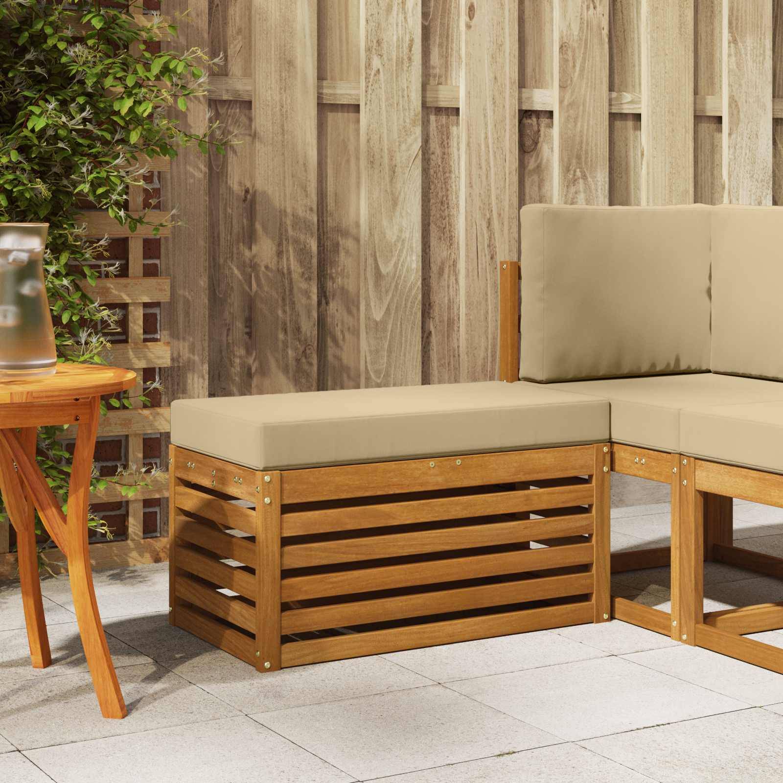 vidaXL Outdoor Hocker Bank Massivholz Akazie Natur
