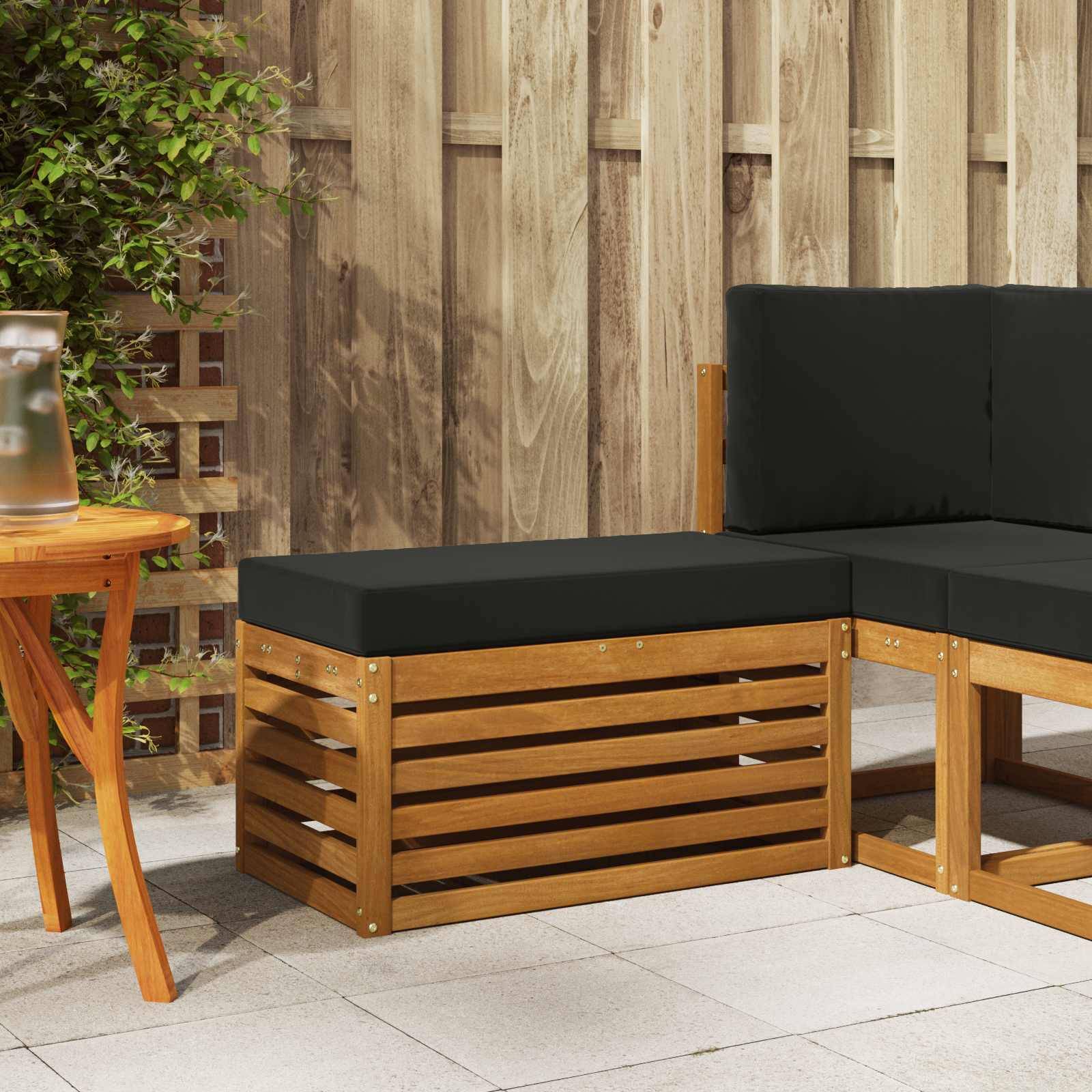 vidaXL Outdoor Hocker Bank Massivholz Akazie Natur
