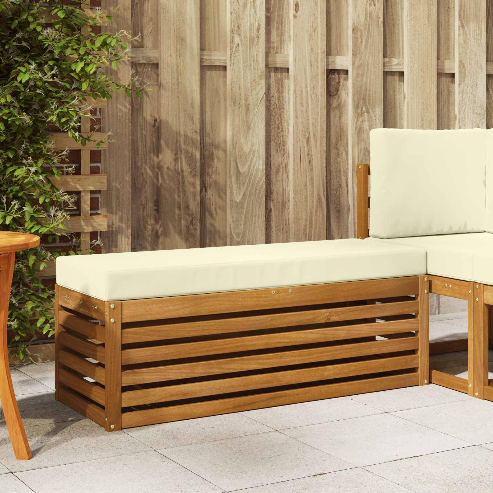 vidaXL Outdoor Hocker Bank Massivholz Akazie Natur