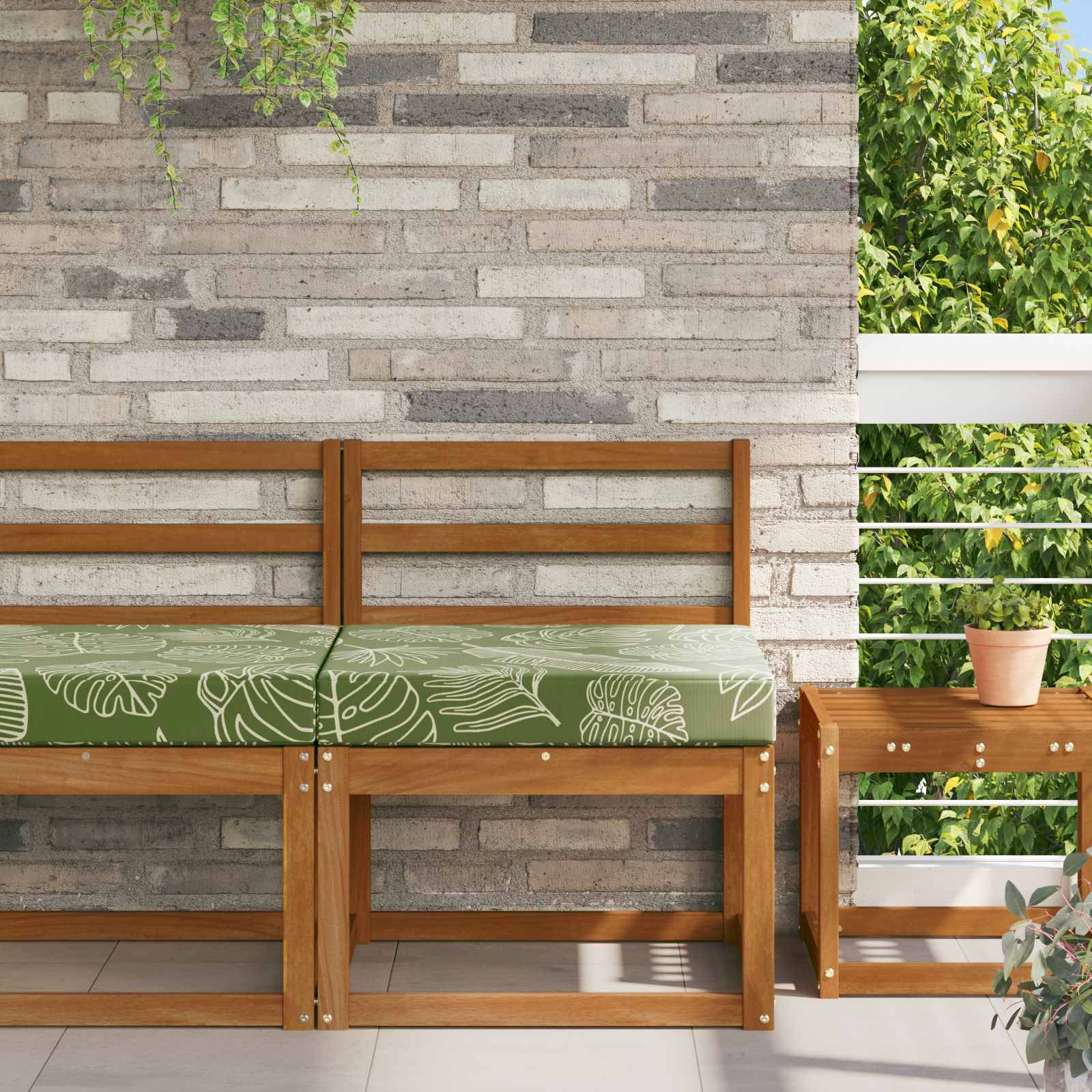 vidaXL Sofakissen für draußen Blattdesign 60 x 60 x 8 cm Polyester