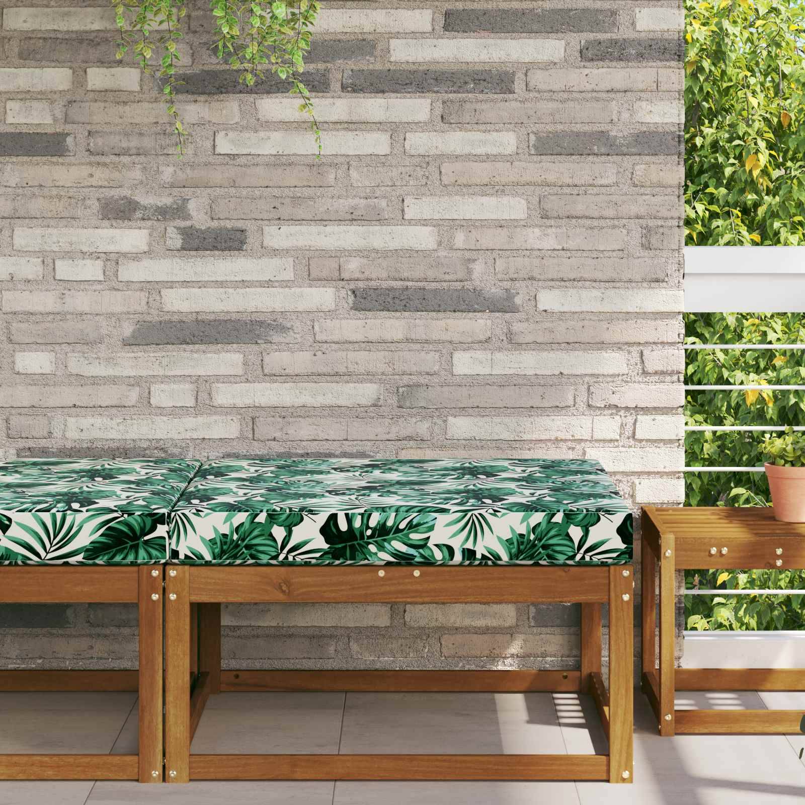 vidaXL Sofakissen für draußen Blattmuster 80 x 80 x 8 cm Polyester