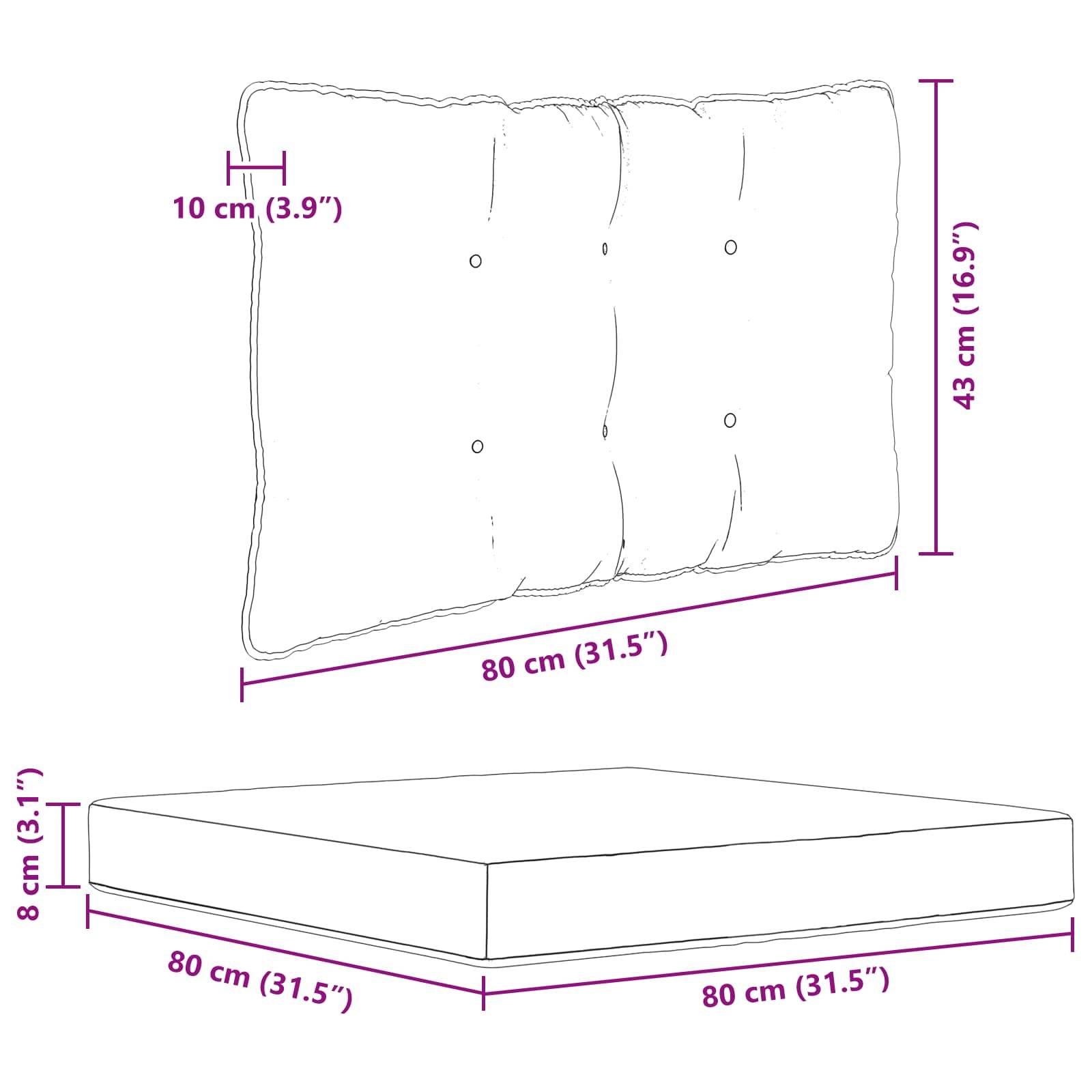 vidaXL Sofakissen für draußen 3 pcs Bunt Polyester