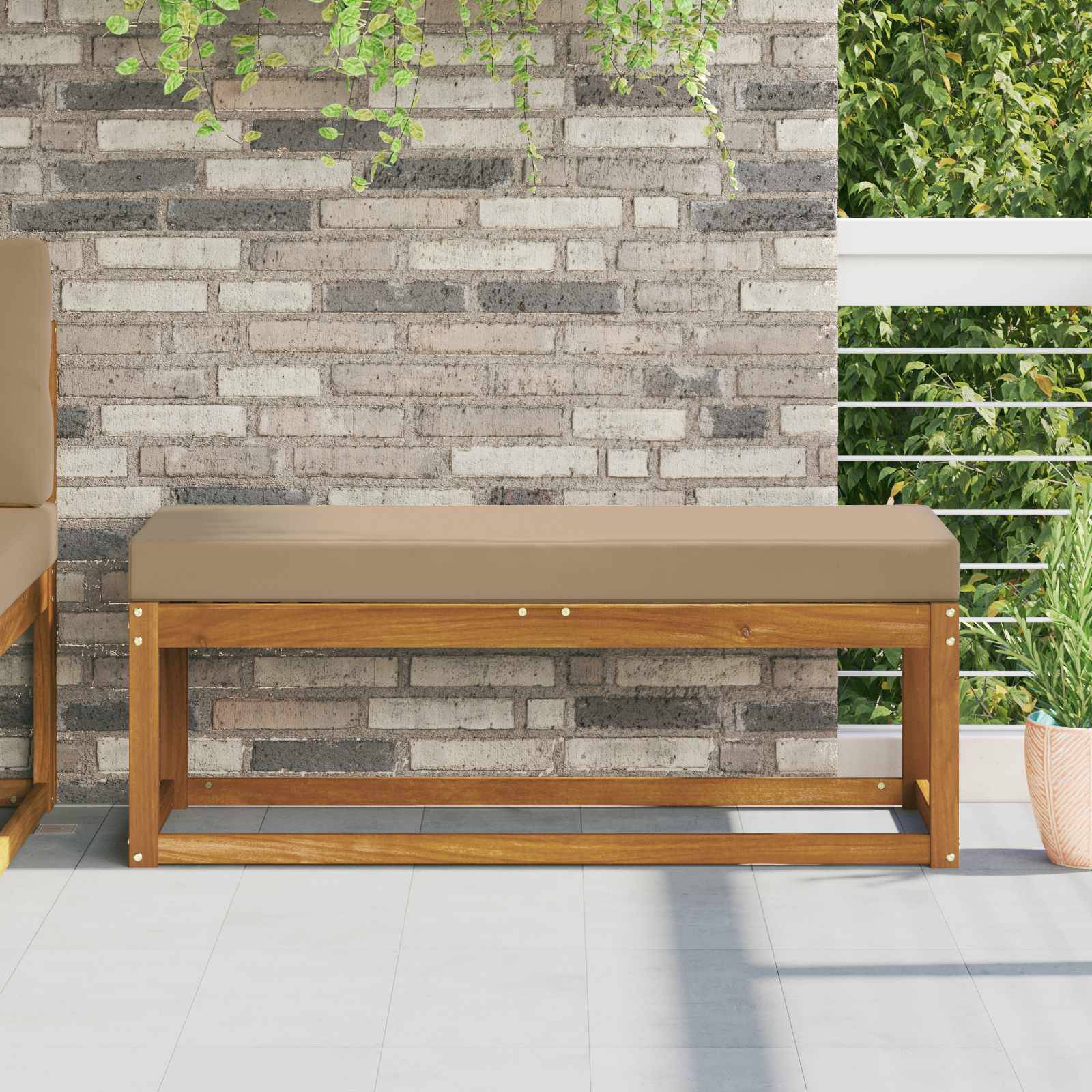 vidaXL Sitzkissen für Outdoor Taupe 111,5 x 40 x 8 cm 100 % Polyester