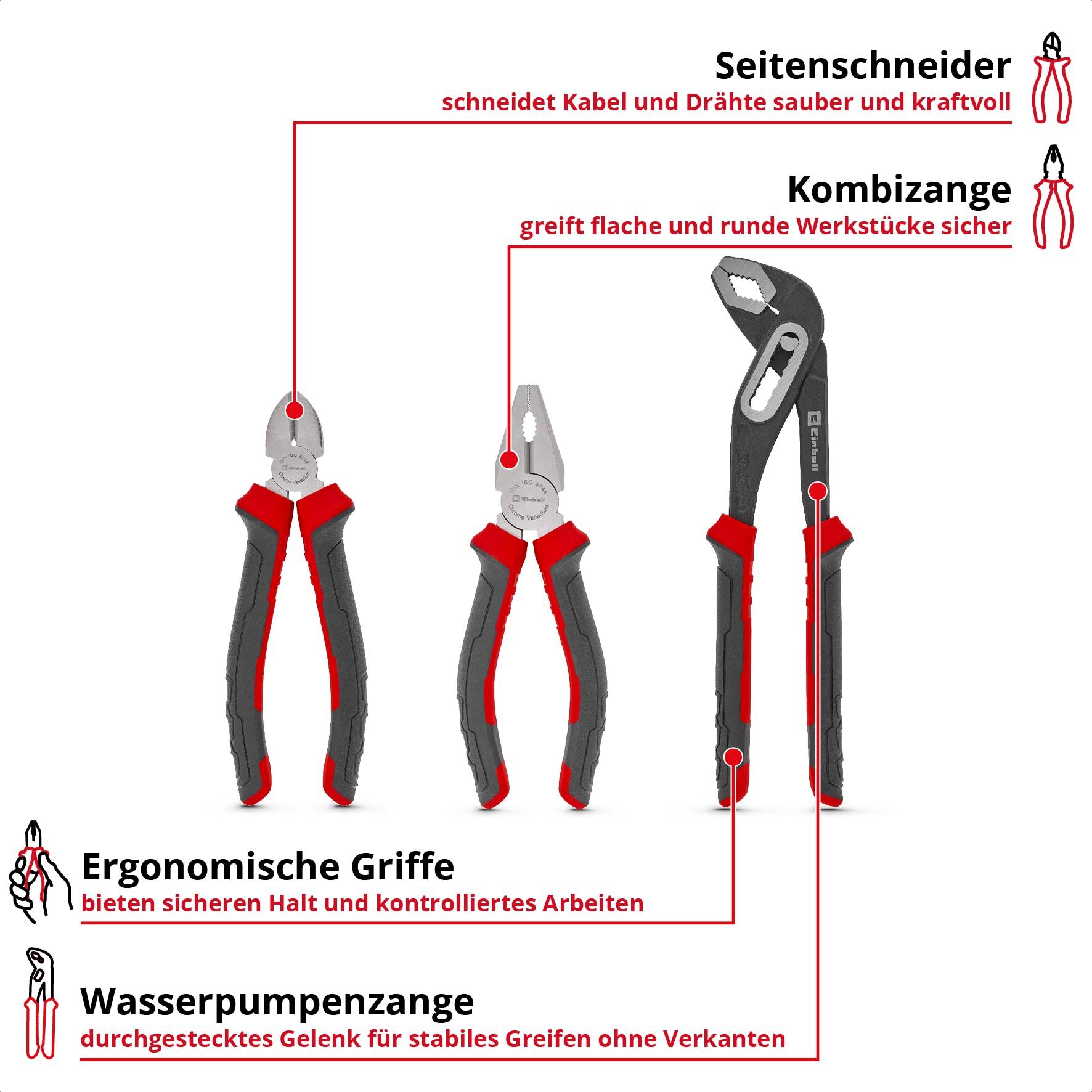 EINHELL Zangen-Set, 370531, 180/250 mm, 3-teilig