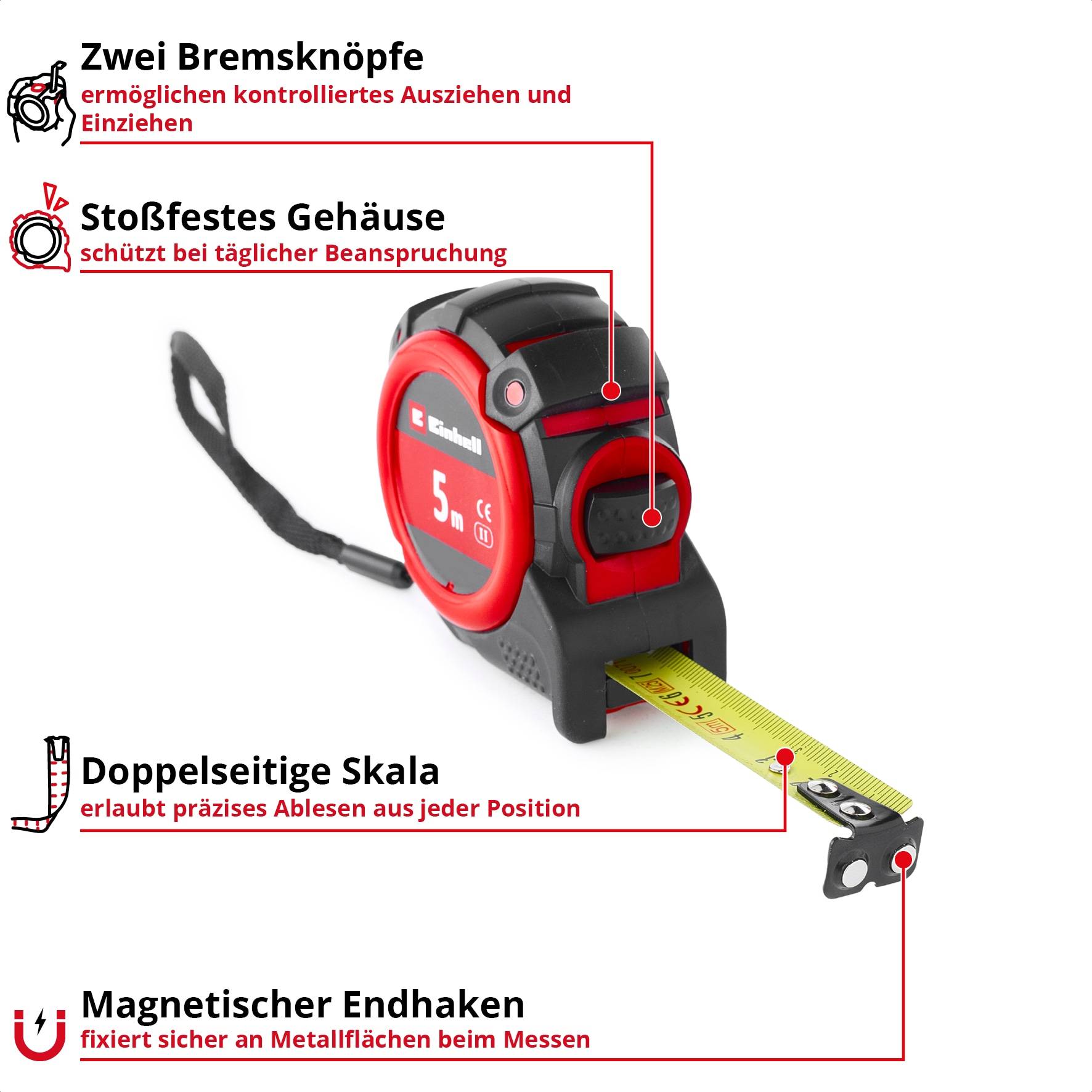 EINHELL Bandmaß, 370550, 5 m