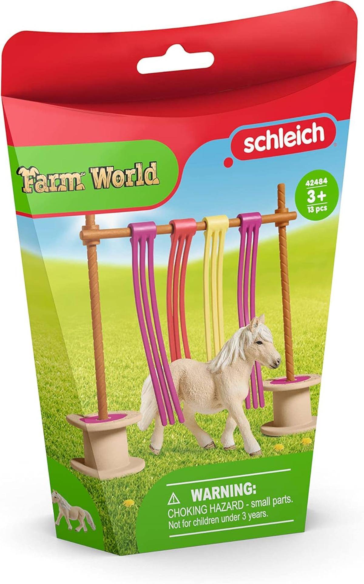 SCHLEICH 42484 Pony Flattervorhang 11-tlg.Farm World Pferd Spielset 3+