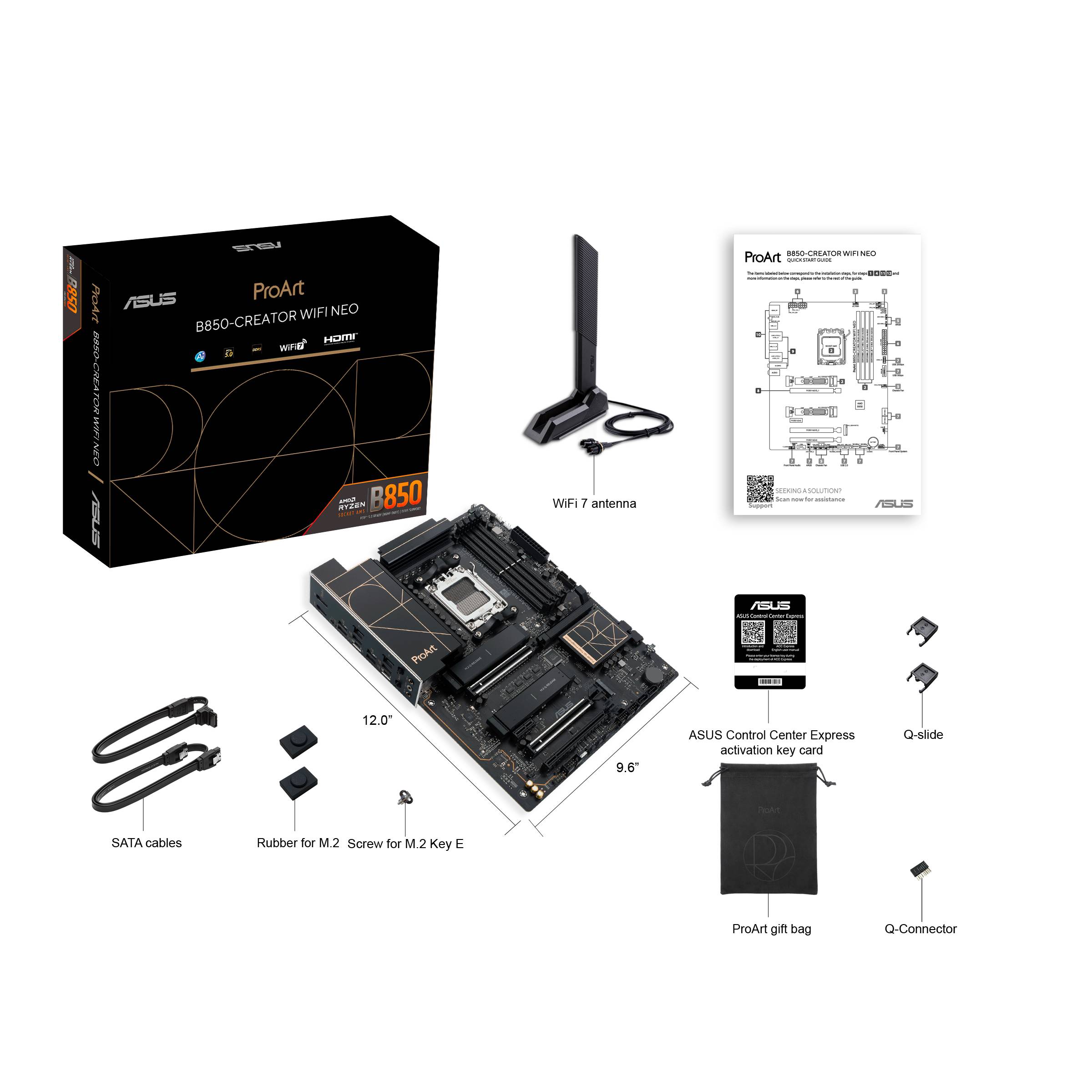 ASUS PROART B850-CREATOR WIFI NEO, AMD, Sockel AM5, AMD Ryzen 7000 Series, AMD Ryzen 8000 Series, AMD Ryzen 9000 Series, Sockel AM5, DDR5-SDRAM