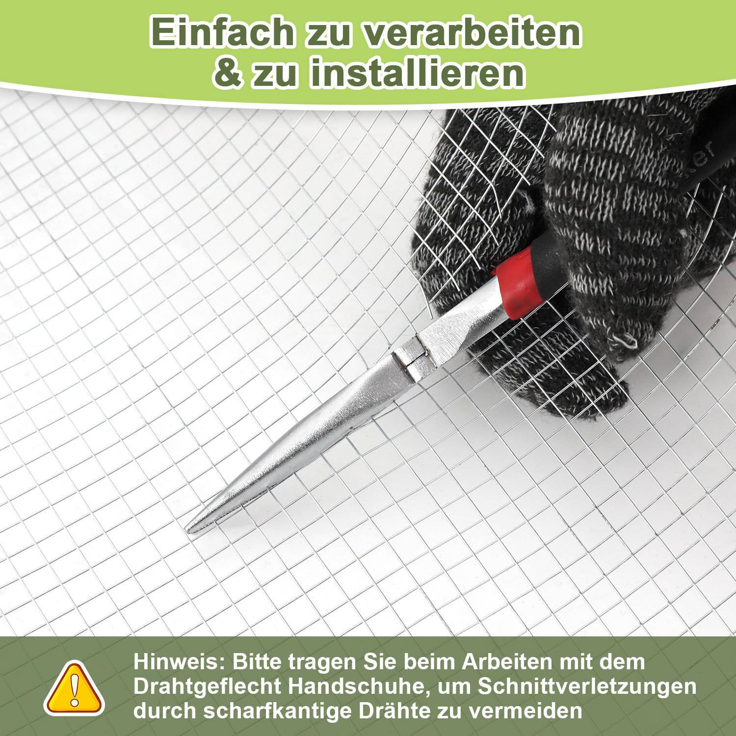 Drahtgitter Verzinkt 6,3 mm Maschenweite 0.5 m Höhe x 10 m Länge Volierendraht Hasendraft Gitterrolle Zaun Drahtzaun Maschendraht Gartenzaun für Ga