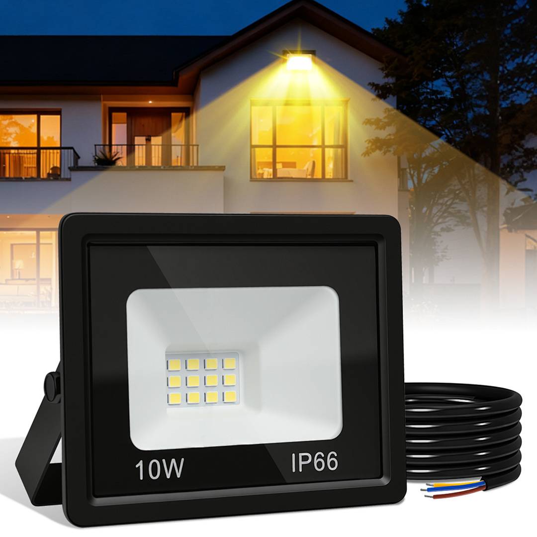 10er 10W LED Strahler Außen Fluter Scheinwerfer IP66 Wasserdicht Außenstrahler für Sportplatz Garage 3000K Warmweiß Baustrahler