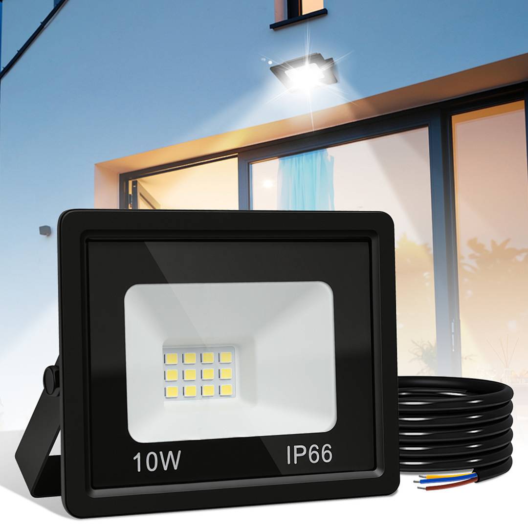 10W LED Strahler Außen Fluter Scheinwerfer IP66 Wasserdicht Außenstrahler für Sportplatz Garage 6000K Kaltweiß Baustrahler