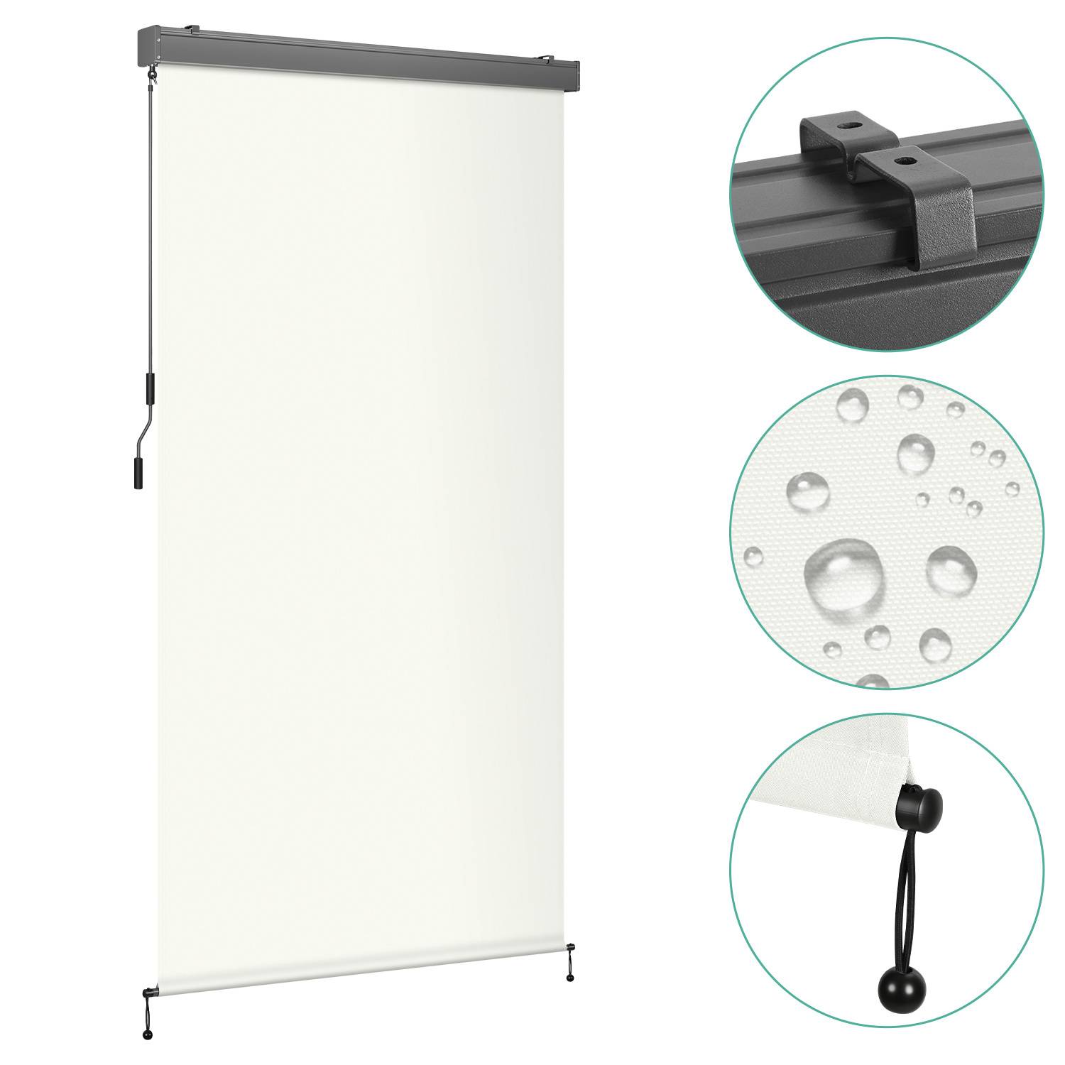 Senkrechtmarkise für Balkon, Seitenmarkise, Terrasse, 250x140cm, markise, aus Polyester (280 g/m²), Beige, Markise für Windschutz, Sonnenschutz