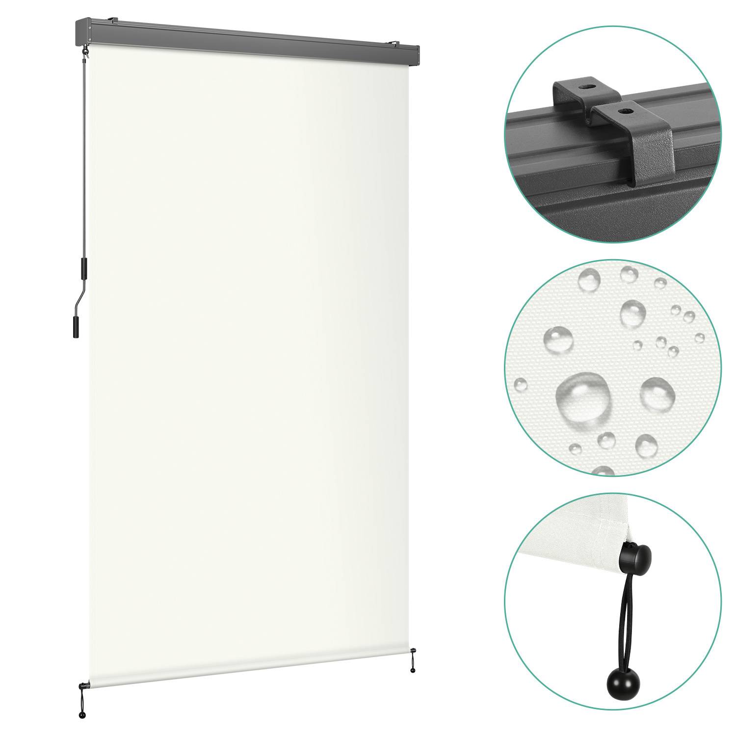 Senkrechtmarkise für Balkon, Seitenmarkise, Terrasse, 250x160cm, markise, aus Polyester (280 g/m²), Beige , Markise für Windschutz, Sonnenschutz