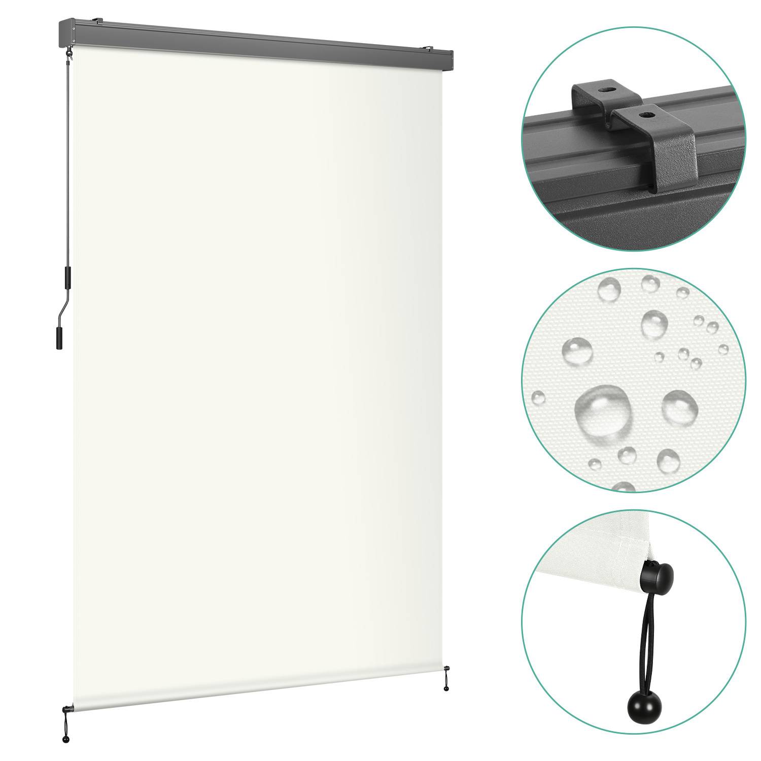 Senkrechtmarkise für Balkon, Seitenmarkise, Terrasse, 250x180cm, markise, aus Polyester (280 g/m²), Beige, Markise für Windschutz, Sonnenschutz