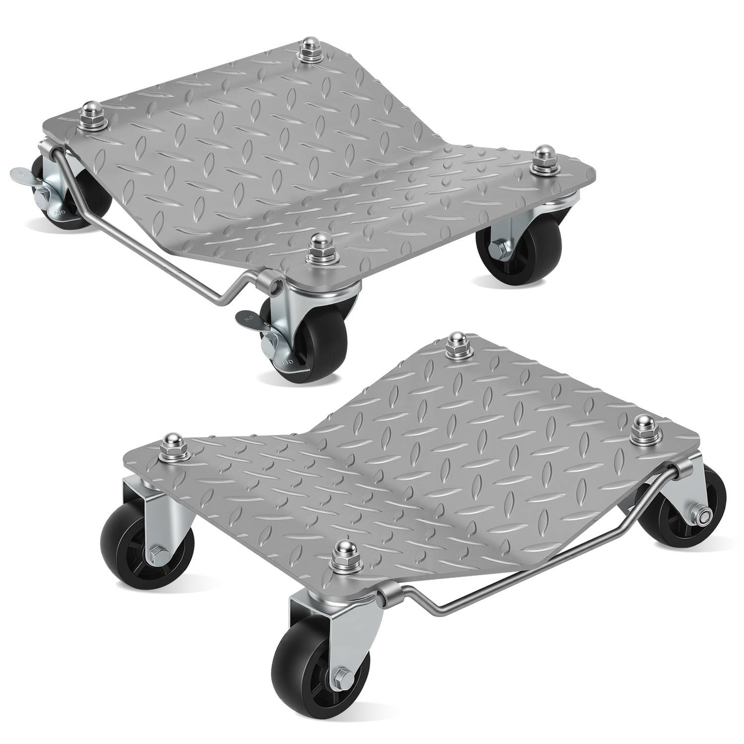 Rangierhilfe 2 Stück mit mit Stahlrollen, Gesamtbelastbarkeit 500kg, Rad Rangierroller Rangierheber Wagenheber für PKW Auto