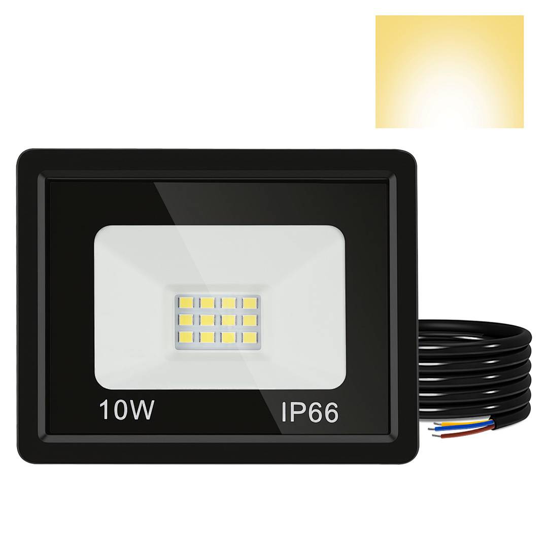 5er 10W LED Strahler Außen Fluter Scheinwerfer IP66 Wasserdicht Außenstrahler für Sportplatz Garage 3000K Warmweiß Baustrahler