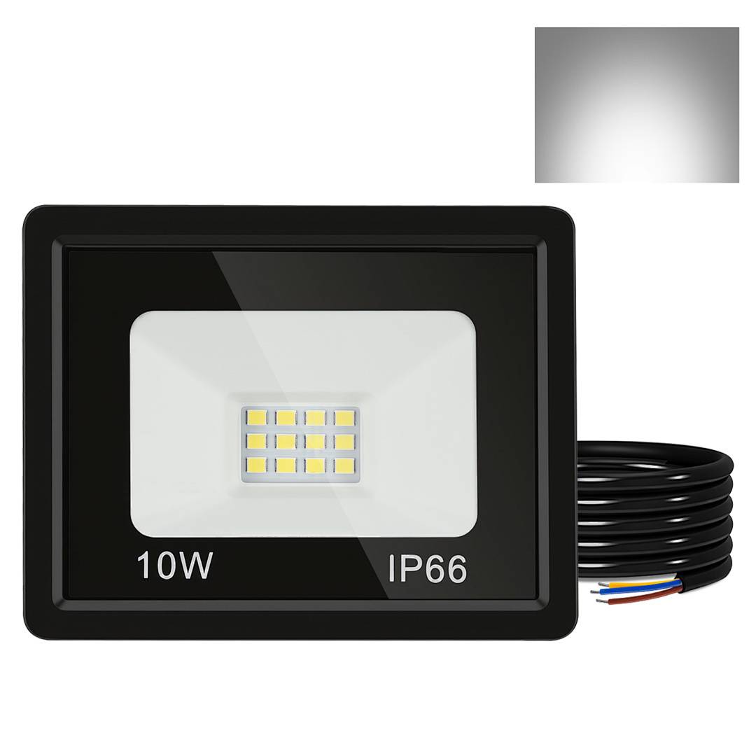 10W LED Strahler Außen Fluter Scheinwerfer IP66 Wasserdicht Außenstrahler für Sportplatz Garage 6000K Kaltweiß Baustrahler