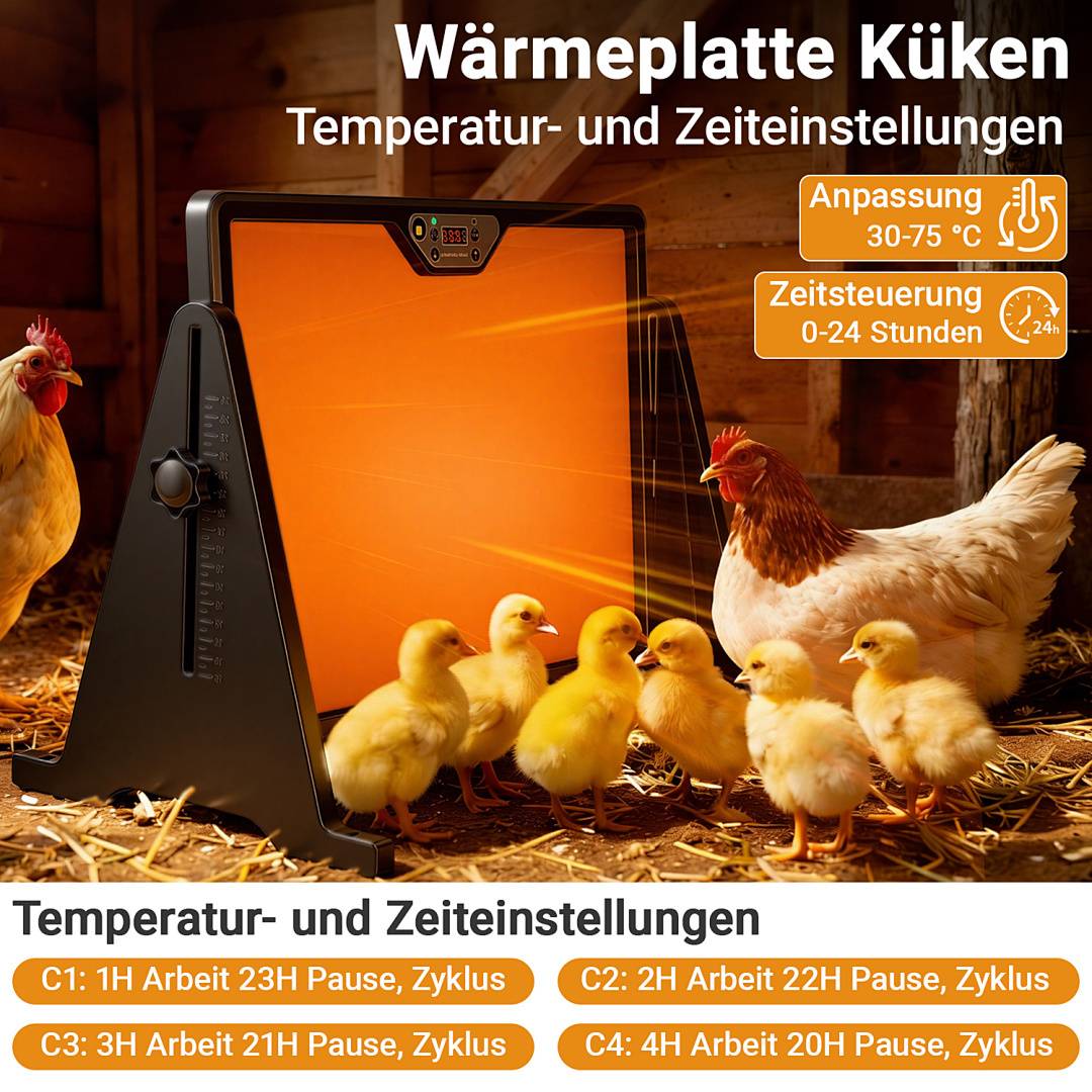 Hühnerstall Heizplatte 300W Küken-Wärmeplatte schwarz mit Temperaturregler - Für Küken & Geflügel