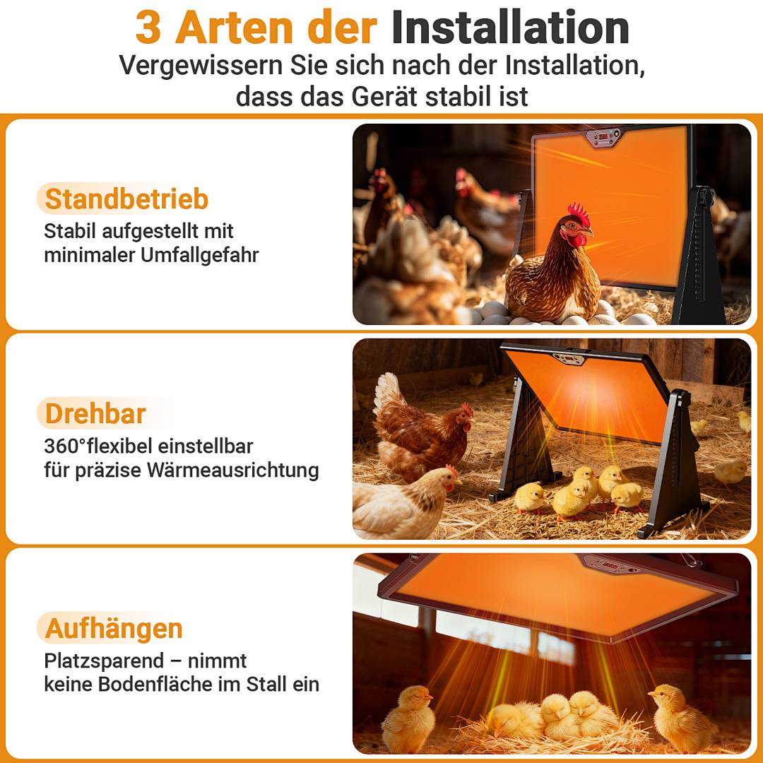 Hühnerstall Heizplatte 300W Küken-Wärmeplatte schwarz mit Temperaturregler - Für Küken & Geflügel