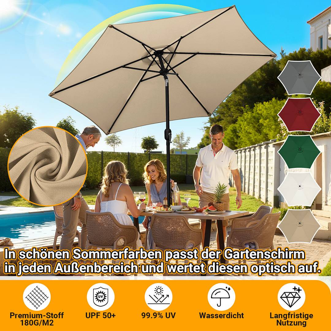 Sonnenschirm Ø270cm, Gartenschirm, knickbar, Schirmtuch mit PA-Beschichtung, UV-Schutz bis UPF 50+, ohne Ständer, Taupe