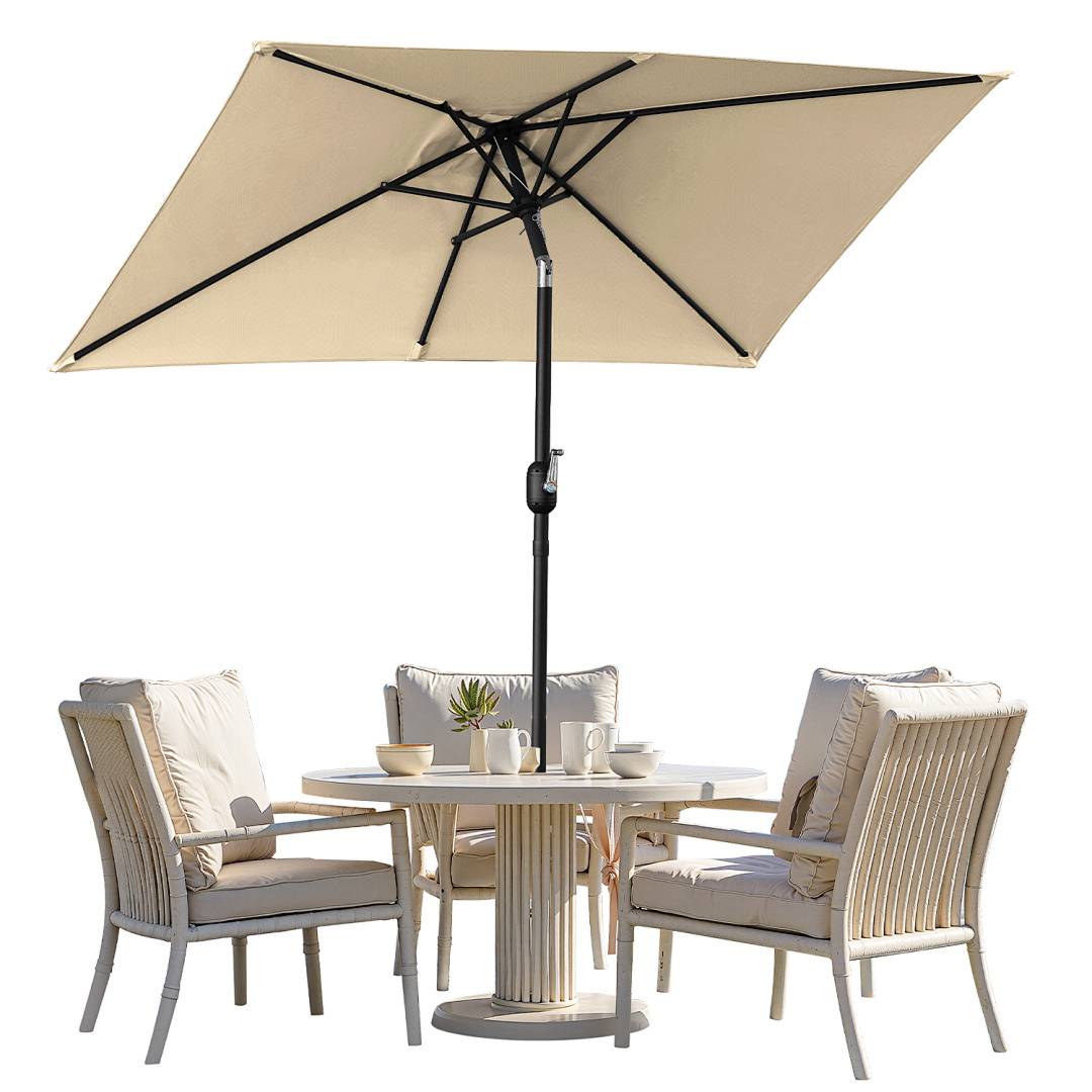 Sonnenschirm 140x210cm, Gartenschirm, knickbar, Schirmtuch mit PA-Beschichtung, UV-Schutz bis UPF 50+, ohne Ständer, Taupe