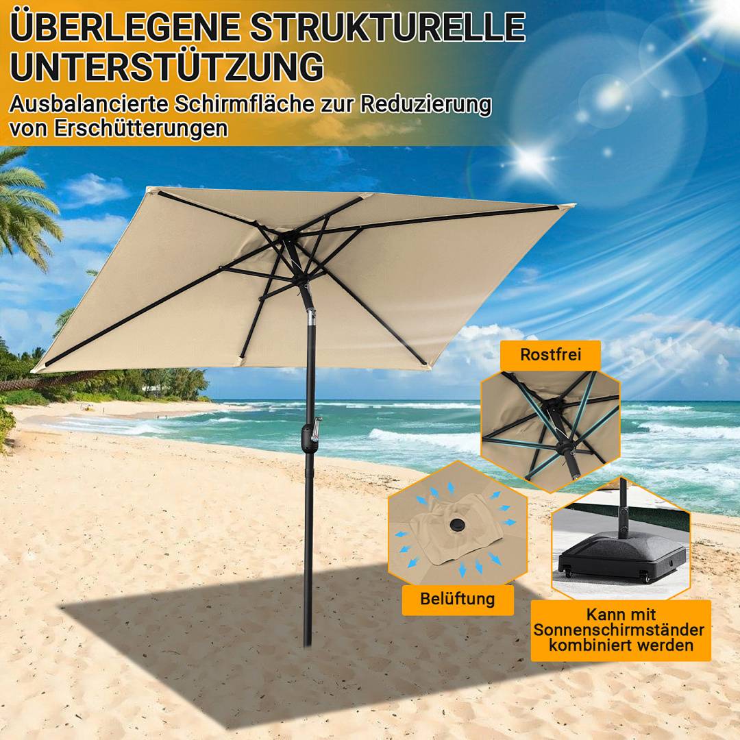 Sonnenschirm 140x210cm, Gartenschirm, knickbar, Schirmtuch mit PA-Beschichtung, UV-Schutz bis UPF 50+, ohne Ständer, Taupe