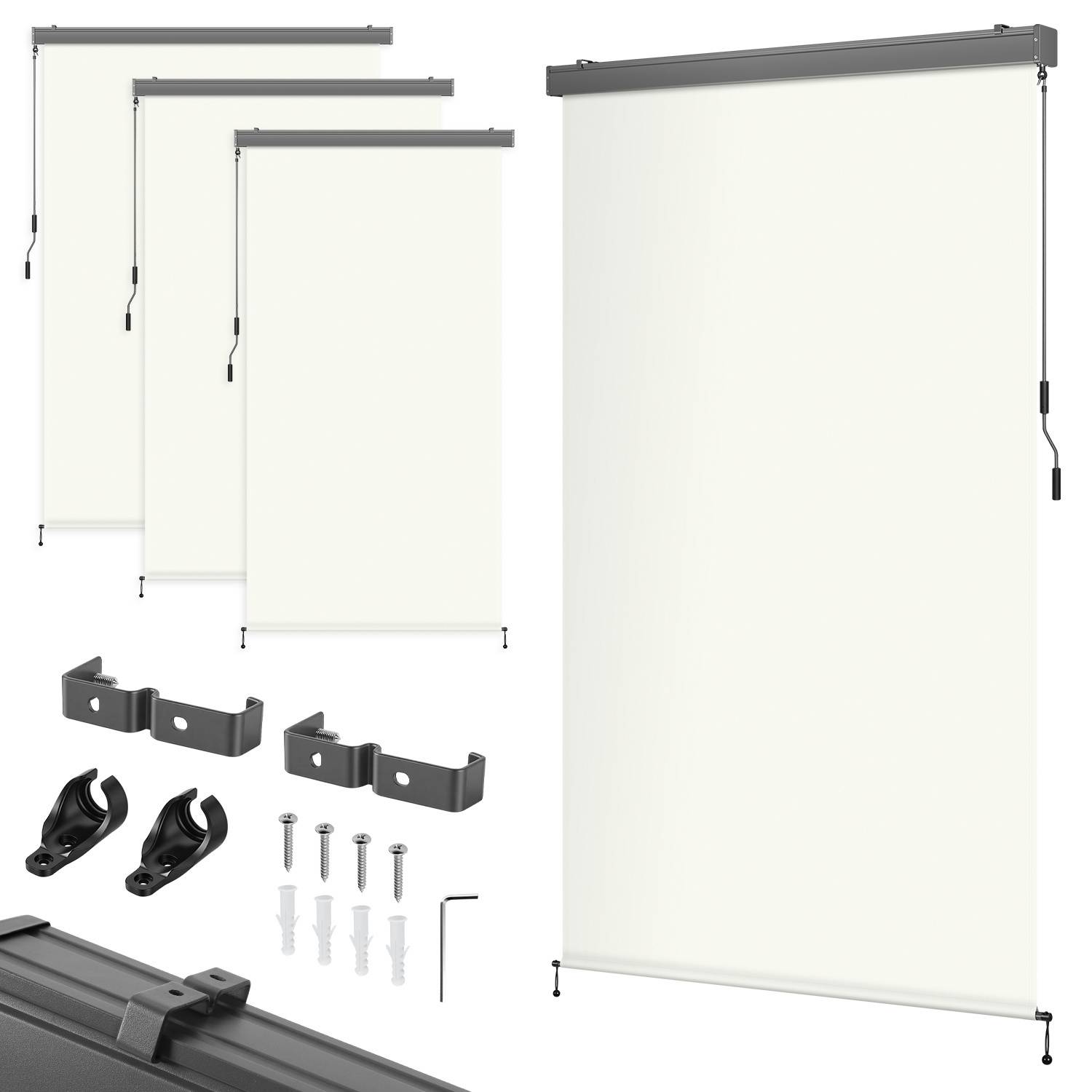 Senkrechtmarkise für Balkon, Seitenmarkise, Terrasse, 250x140cm, markise, aus Polyester (280 g/m²), Beige, Markise für Windschutz, Sonnenschutz