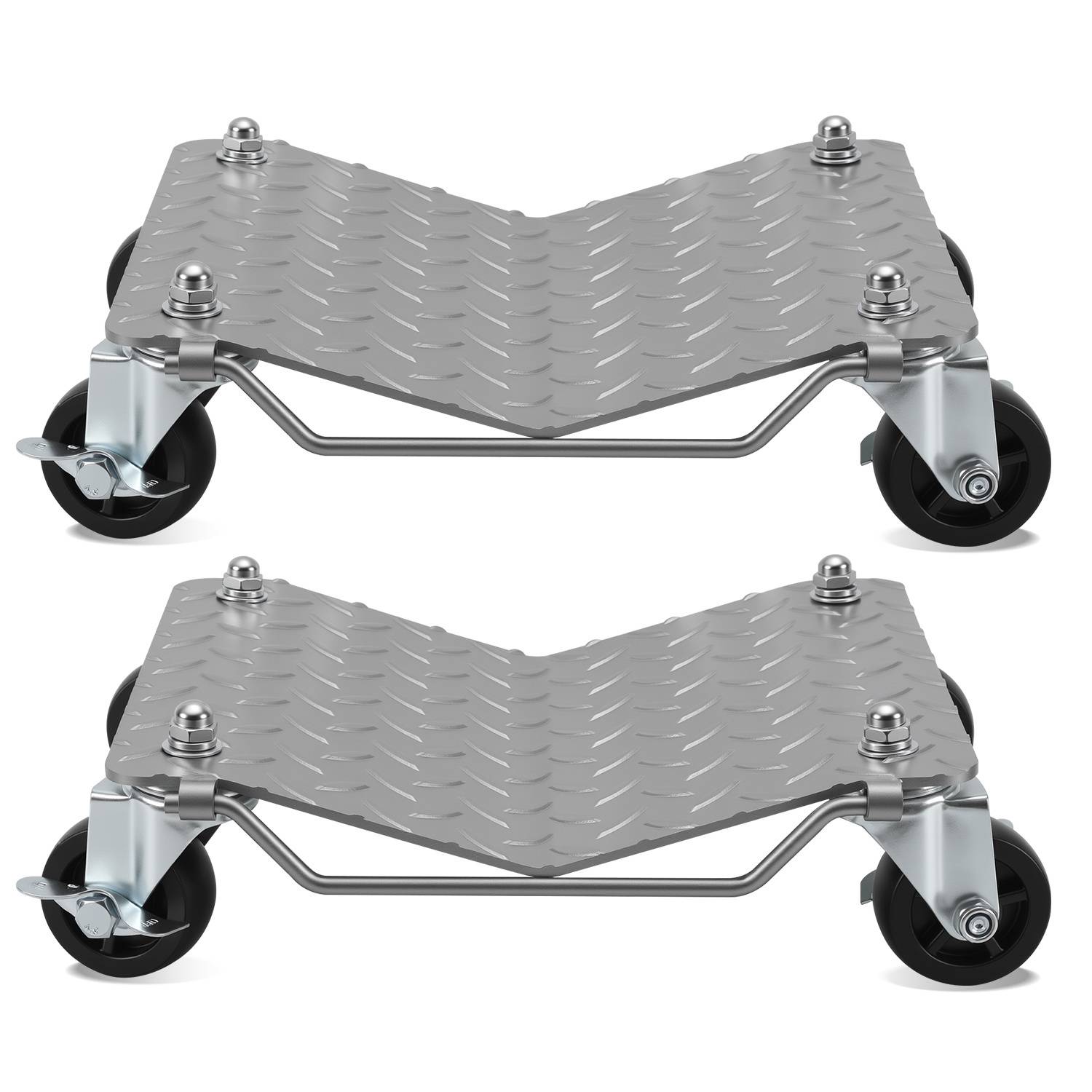 Rangierhilfe 2 Stück mit mit Stahlrollen, Gesamtbelastbarkeit 500kg, Rad Rangierroller Rangierheber Wagenheber für PKW Auto