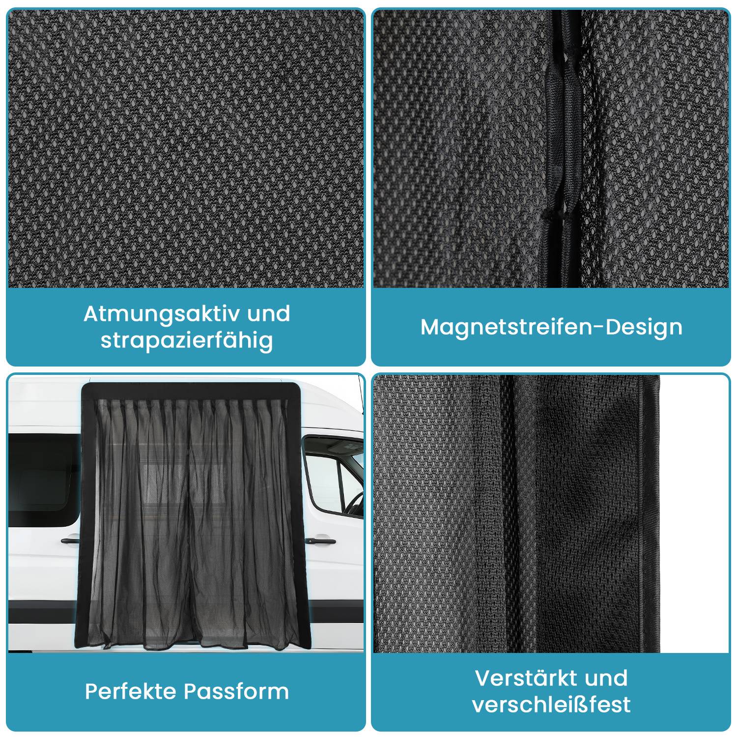 Auto Moskitonetz für Autotür 165×165 cm Magnet Fliegengitter Insektenschutz Netz für Van SUV Camping