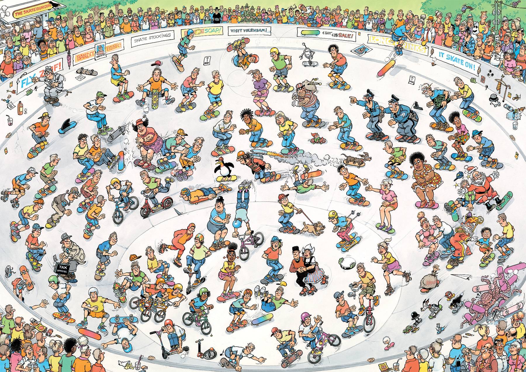 Jan van Haasteren - Skateboarden in der Bowl 1000 Teile Puzzle