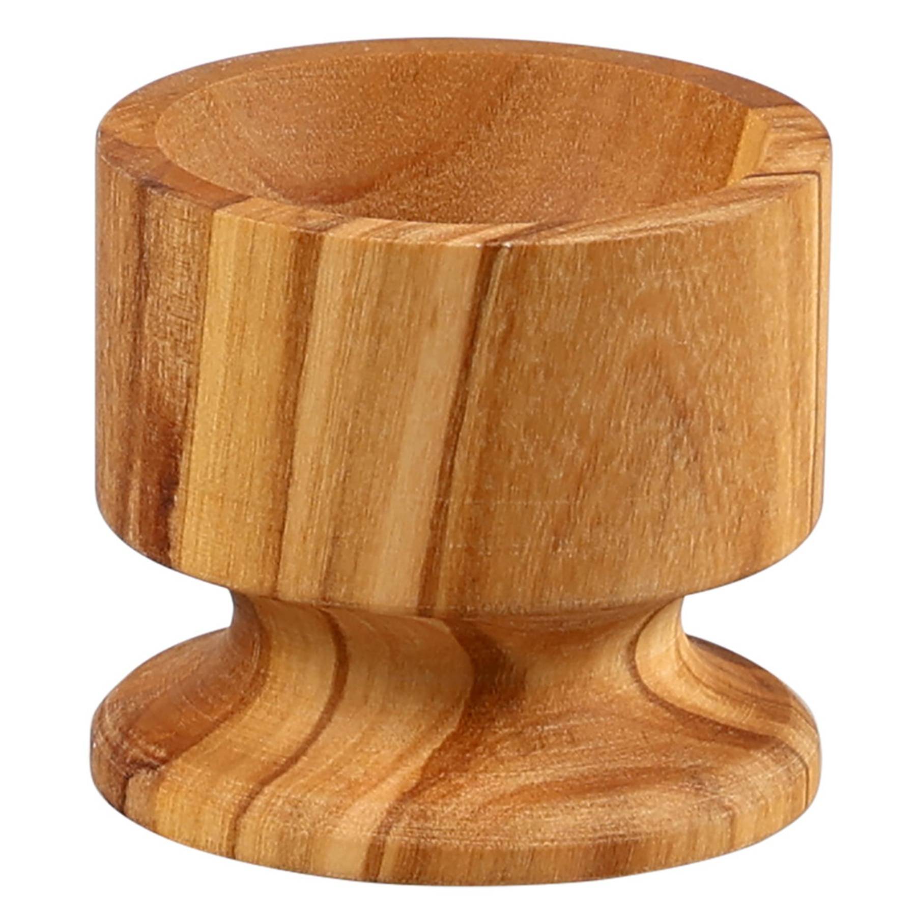 KESPER Eierbecher aus Olivenholz | Ø 5,5 cm x H 5 cm | natürlicher Eierhalter für Frühstücksei | robust & langlebig | dekorativer Holz Eierbecher