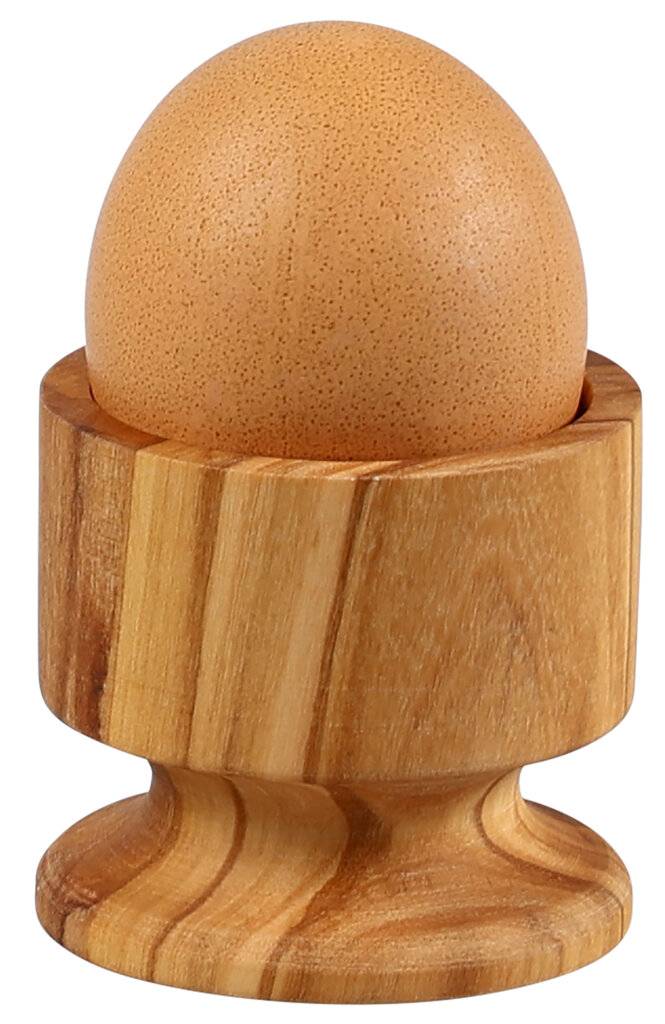 KESPER Eierbecher aus Olivenholz | Ø 5,5 cm x H 5 cm | natürlicher Eierhalter für Frühstücksei | robust & langlebig | dekorativer Holz Eierbecher