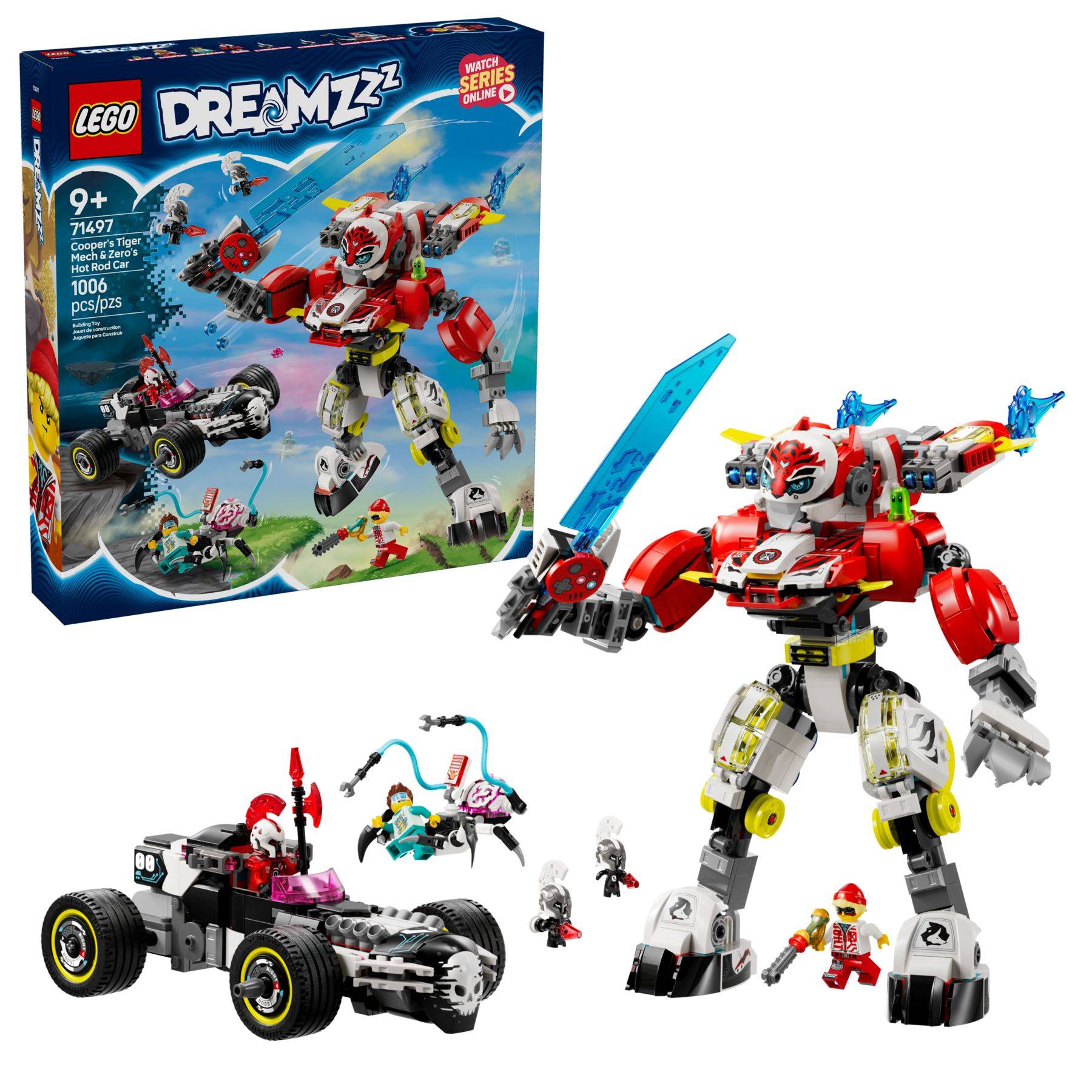 LEGO® Dreamzzz™ 71497 Coopers Tiger-Mech und Zero's Hot Rod Auto