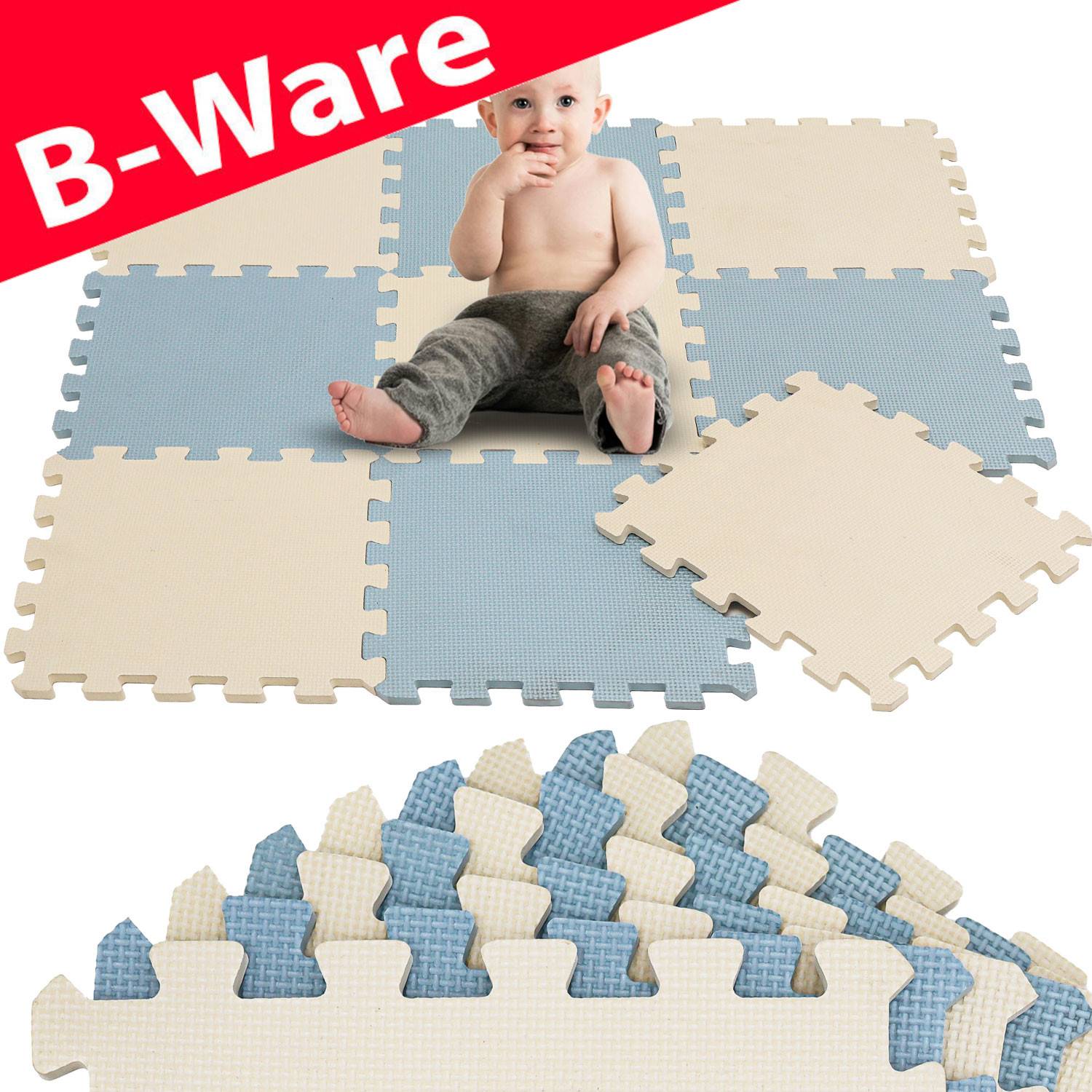 B-Ware Puzzlematte Uni Beige Graublau EVA-032 9 Teile