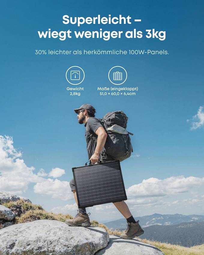 ANKER SOLIX Solarpanel PS100 B, tragbar
