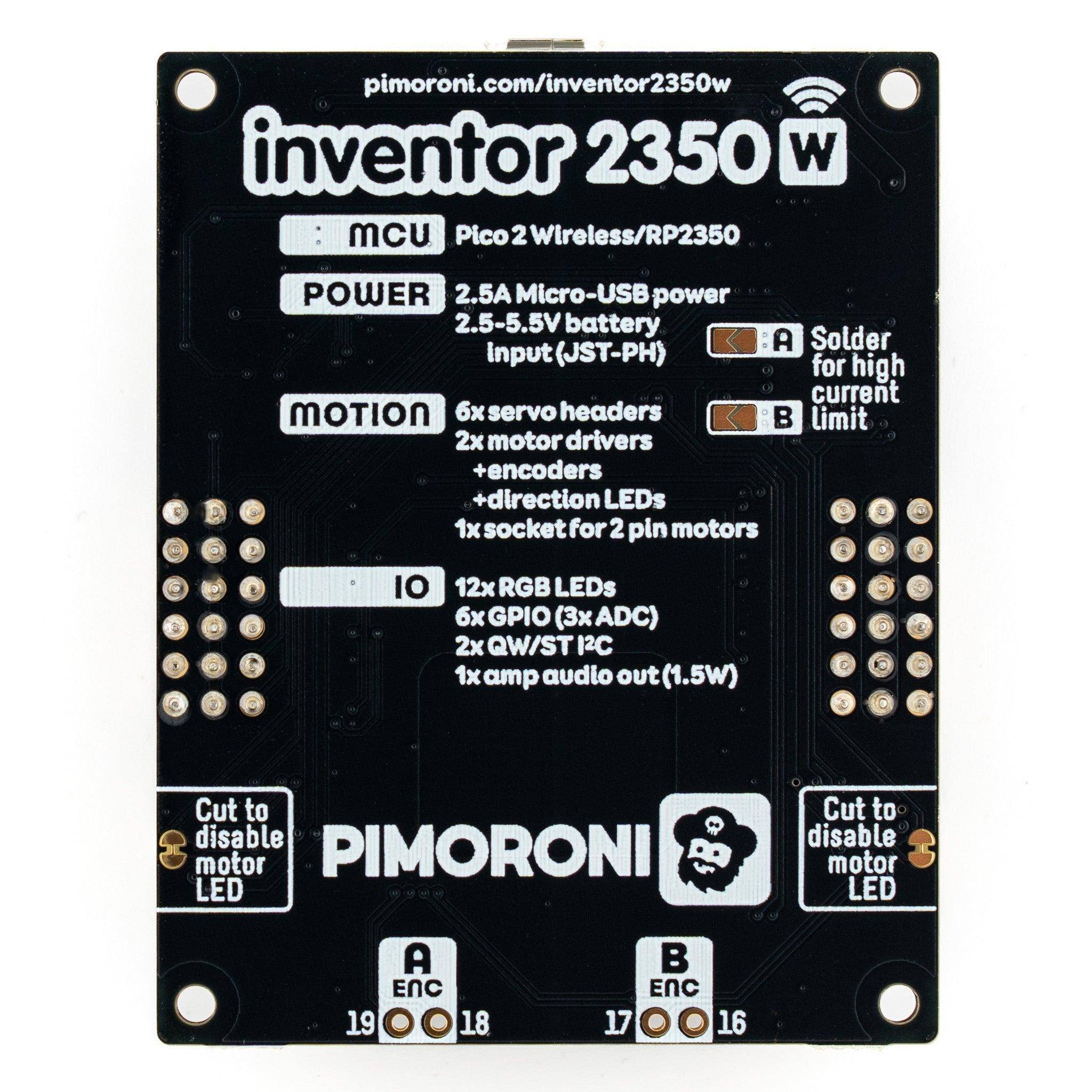 Pimoroni Inventor 2350 W Dev Board Kit, Motorsteuerung, Wi-Fi, BT5.2, 150MHz, 4MB Flash, Pico 2 W