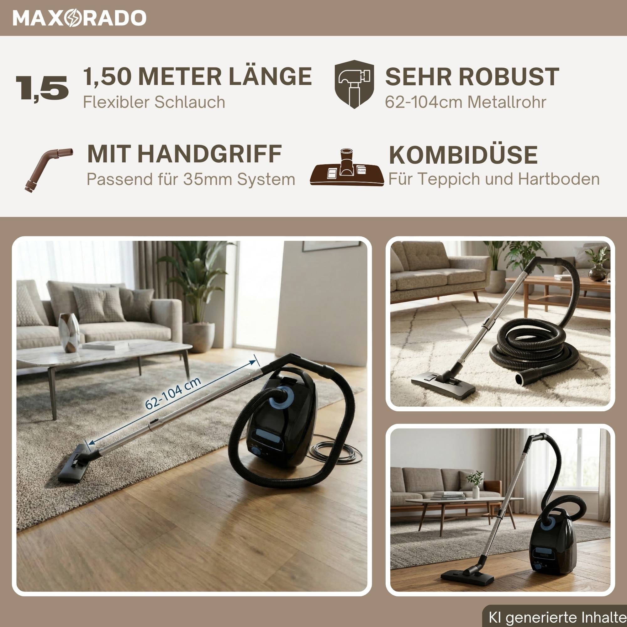 Staubsaugerdüse Rohr Schlauch Griff passend für Siemens Z 3.0, 4.0, 5.0, 6.0, Q 4.0, 5.0, 8.0, M 5.0 Zubehör Staubsauger Set