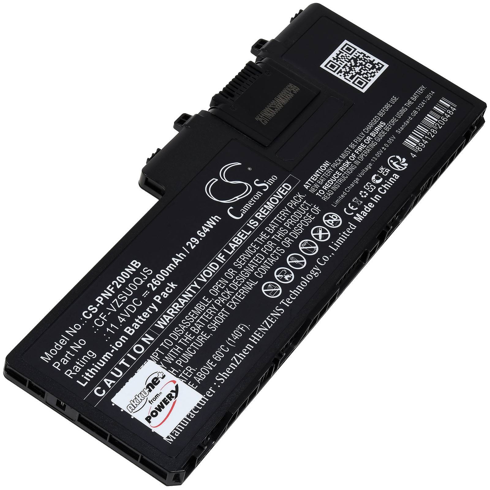 Powery Akku passend für Panasonic Toughbook CF-20 FZ-A2 Laptop Typ CF-VZSU0QJS, 11,4V, Li-Polymer
