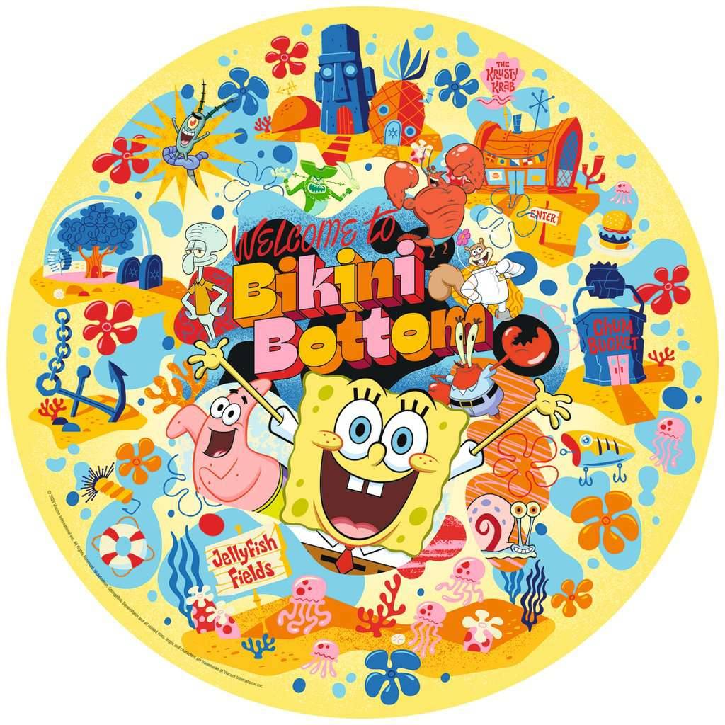 Ravensburger Rundpuzzle – SpongeBob Schwammkopf,500 Teile inkl. Poster