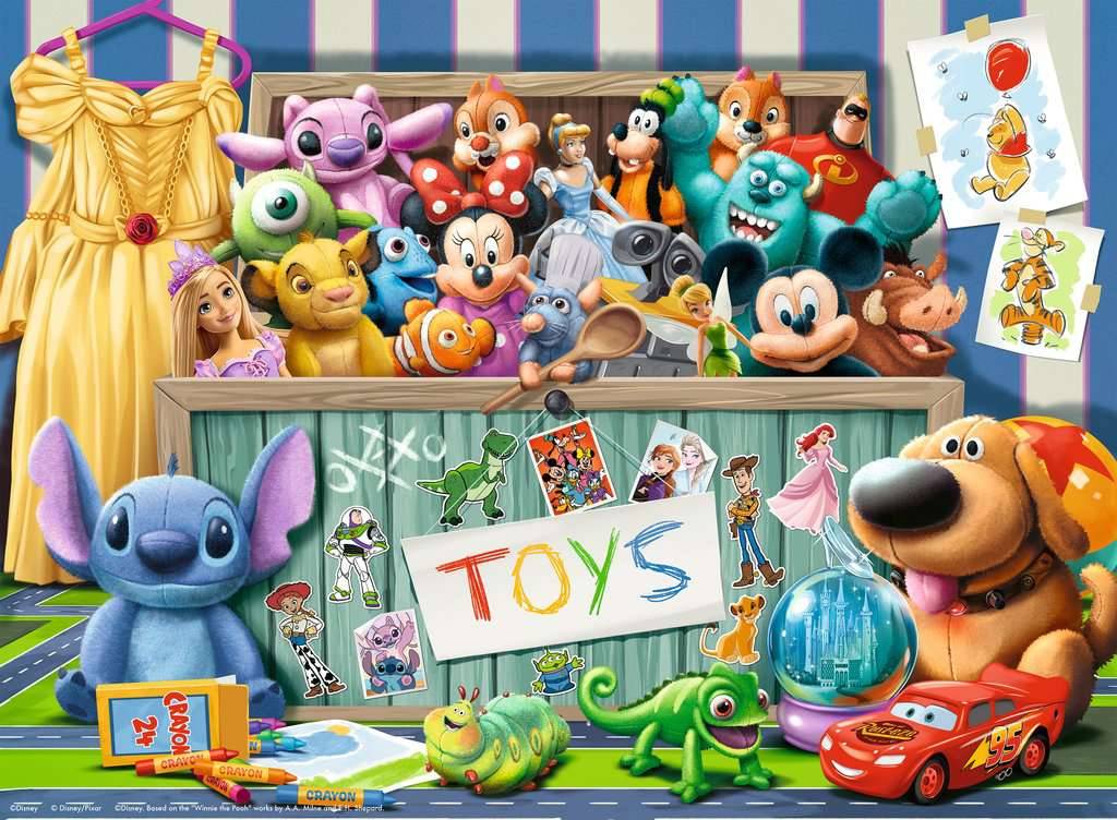 Ravensburger Kinderpuzzle – Disney Spielzeugsammlung,100 Teile XXL