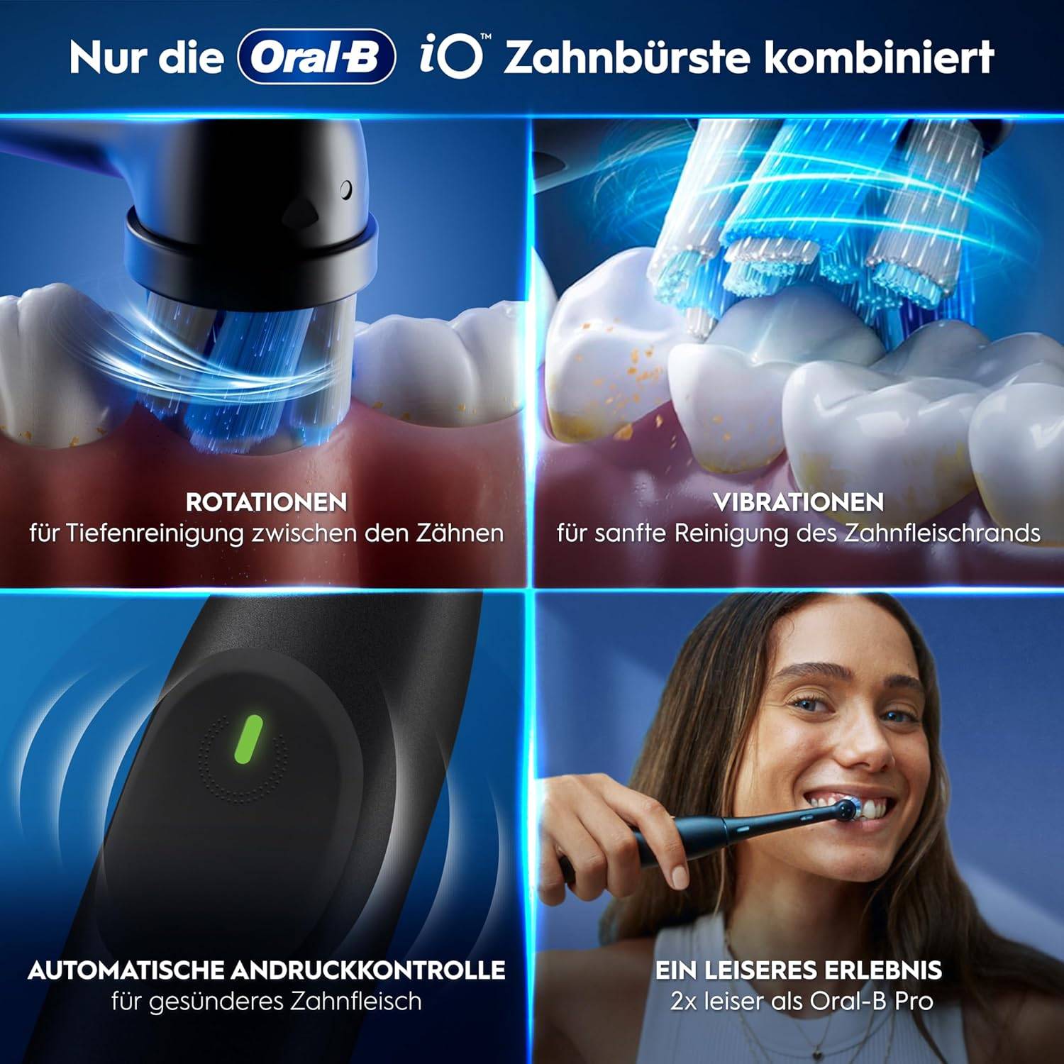 Oral-B iO Series 2 Elektrische Zahnbürsten Doppelp. 2 Aufsteckbürsten Reise-Etui