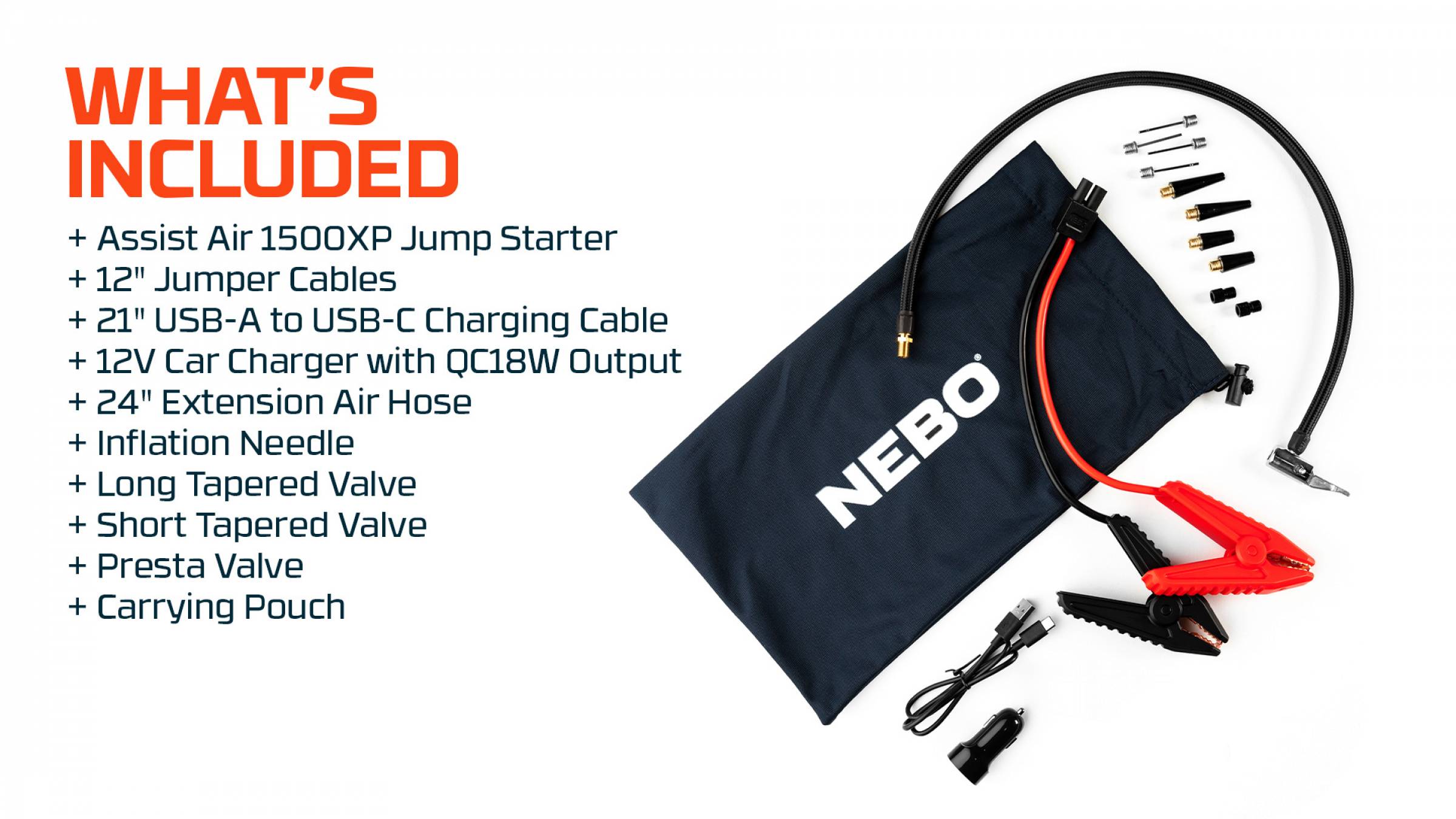 NEBO JUMPSTARTER Assist Air 1500XP 12V 1500A Kompressor Powerbank Leuchte