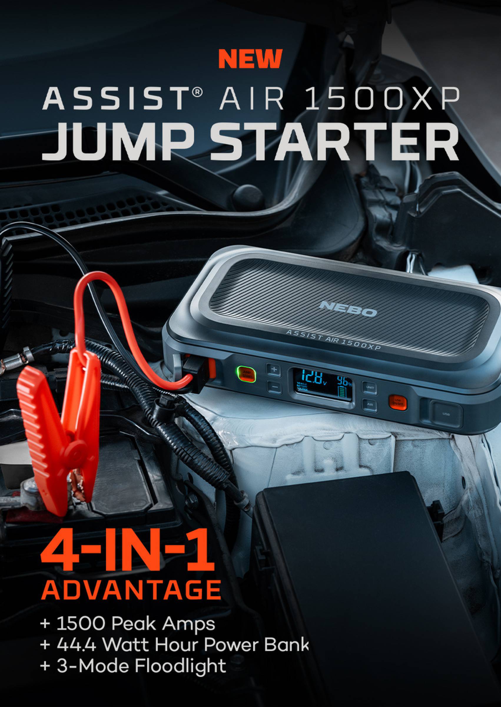 NEBO JUMPSTARTER Assist Air 1500XP 12V 1500A Kompressor Powerbank Leuchte