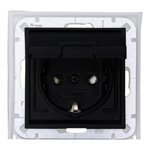 KOPP 954050001 - Unterputz-Feuchtraum Schuko-Steckdose mit Kappdeckel (250V / 16A | IP44) - schwarz