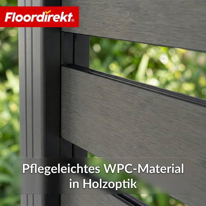 FLOORDIREKT Sichtschutzzaun Milos - Flexibel & individuell aufbaubar - Aus hochwertigem WPC-Material - 180 x 180