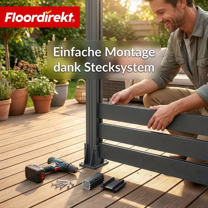 FLOORDIREKT Sichtschutzzaun Milos - Flexibel & individuell aufbaubar - Aus hochwertigem WPC-Material - 180 x 180